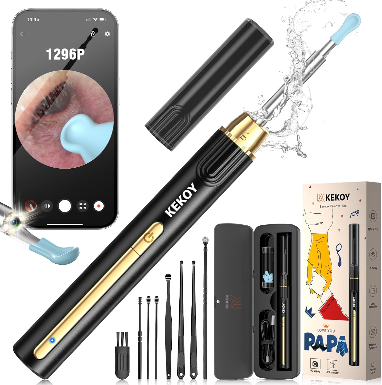 Kekoy P8 Ear Wax Removal Kit, WiFi Ear Cleaner with Camera 1296P HD, Rechargeabl...