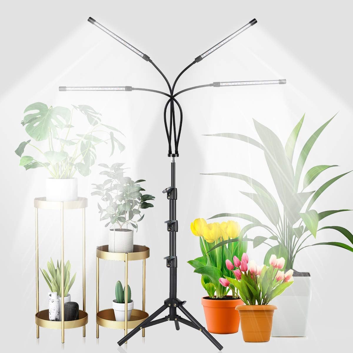 GHodec Grow Light with Stand, 5500K Full Spectrum Gooseneck Floor Plant Light fo...