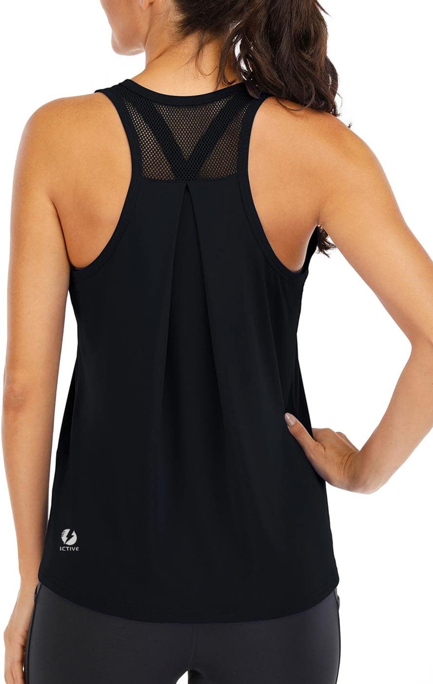 ICTIVE Workout Tops for Women Loose fit Racerback Tank Tops for Women Mesh Backl...