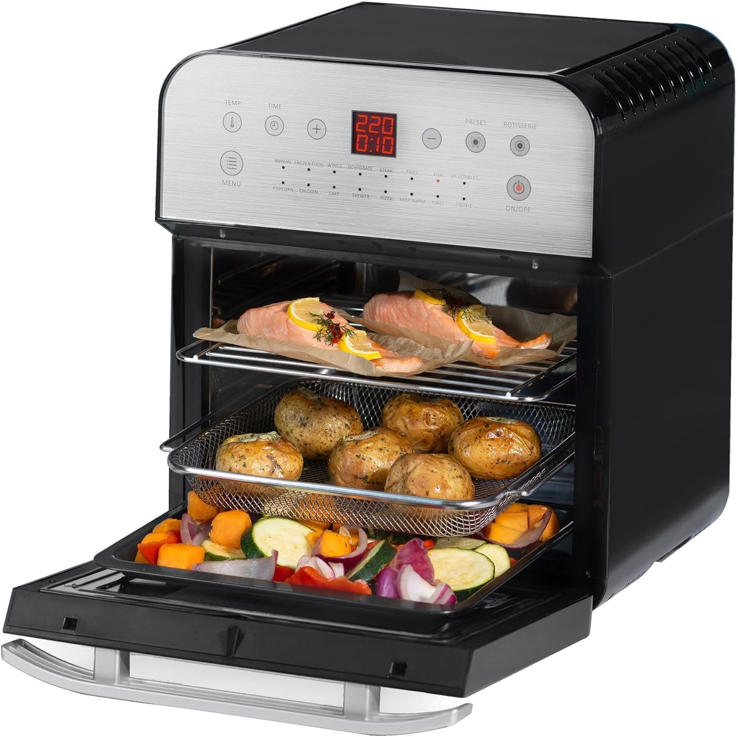 LIVIVO 1600W 12L Digital Air Fryer Rotisserie Oven, Multi-Function Counter-Top C...