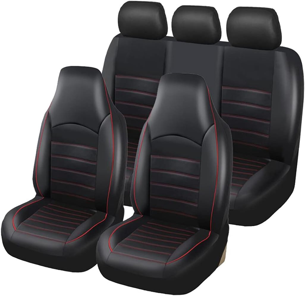 TOYOUN Classic Universal PU Leather Car Seat Covers Full Set High Back Bucket Se...