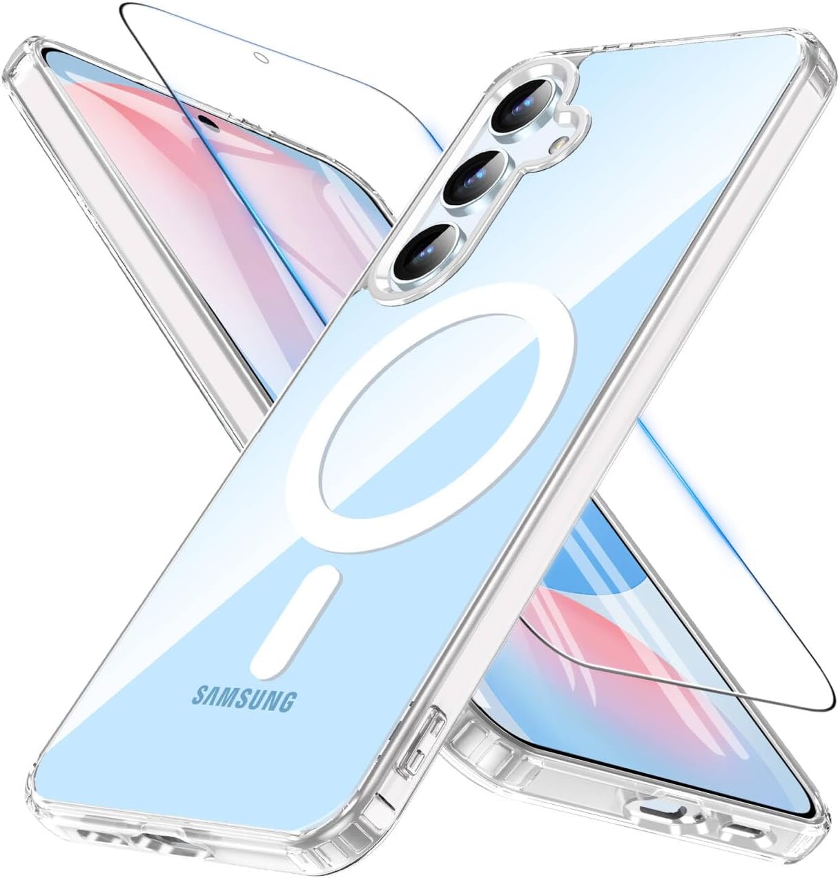Hensinple Magnetic Case for Samsung Galaxy S24 FE Case with Tempered Glass Scree...
