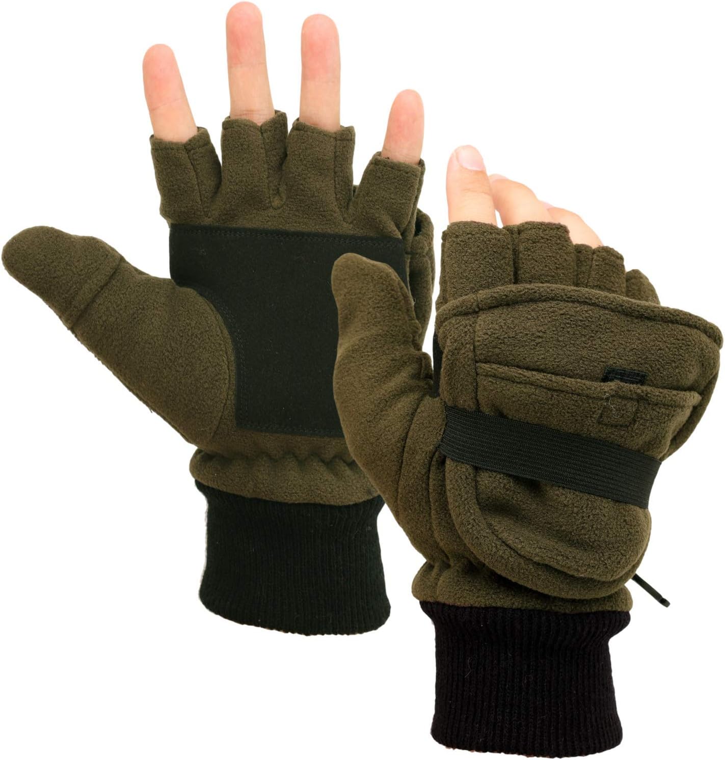 Zeltauto Men’s 3M Thinsulate Fleece Mitten Gloves Convertible Fingerless Mitten...