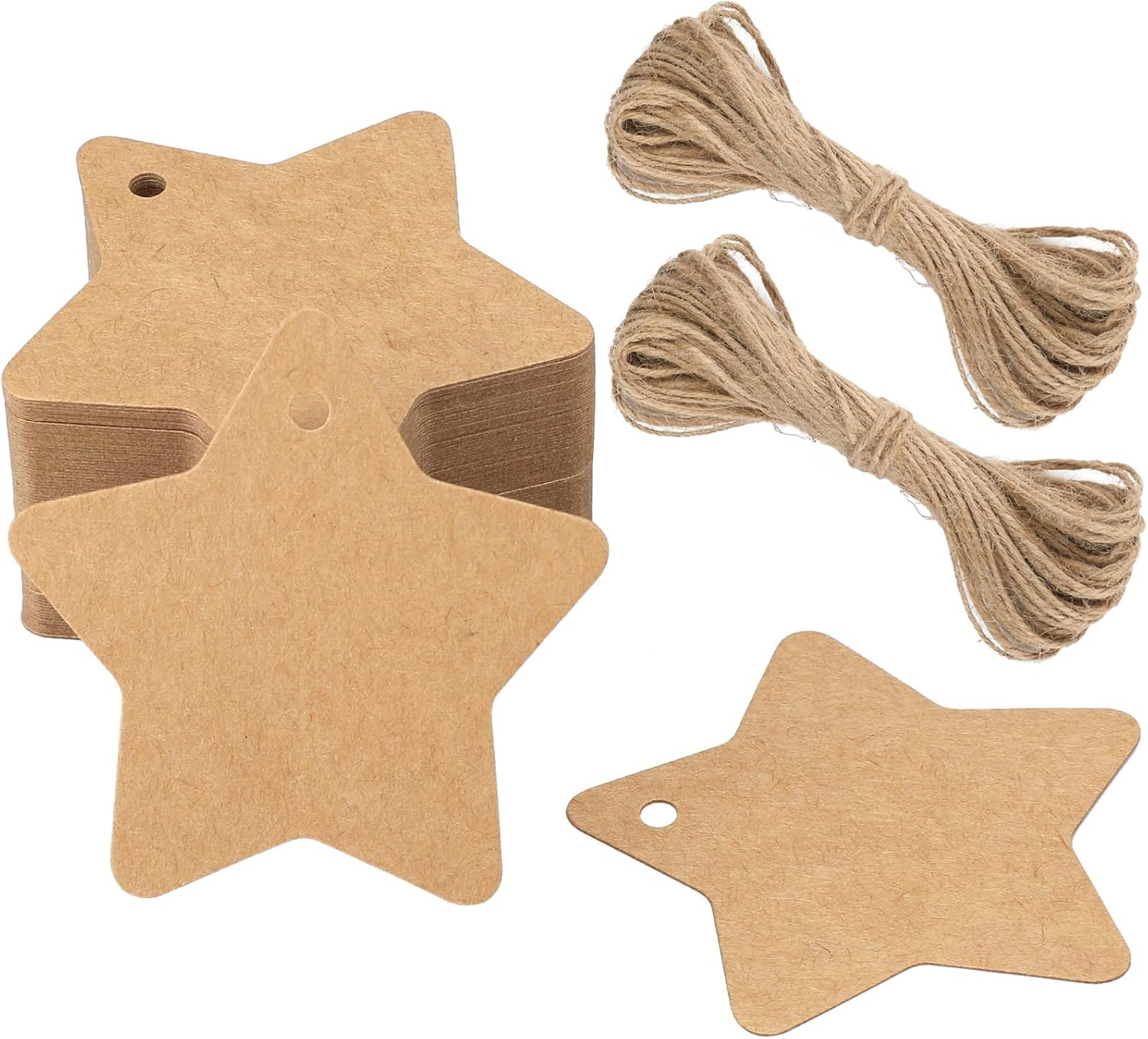 G2PLUS Brown Star Gift Tags, 100PCS Christmas Labels Tags for Presents, 6cm Star...