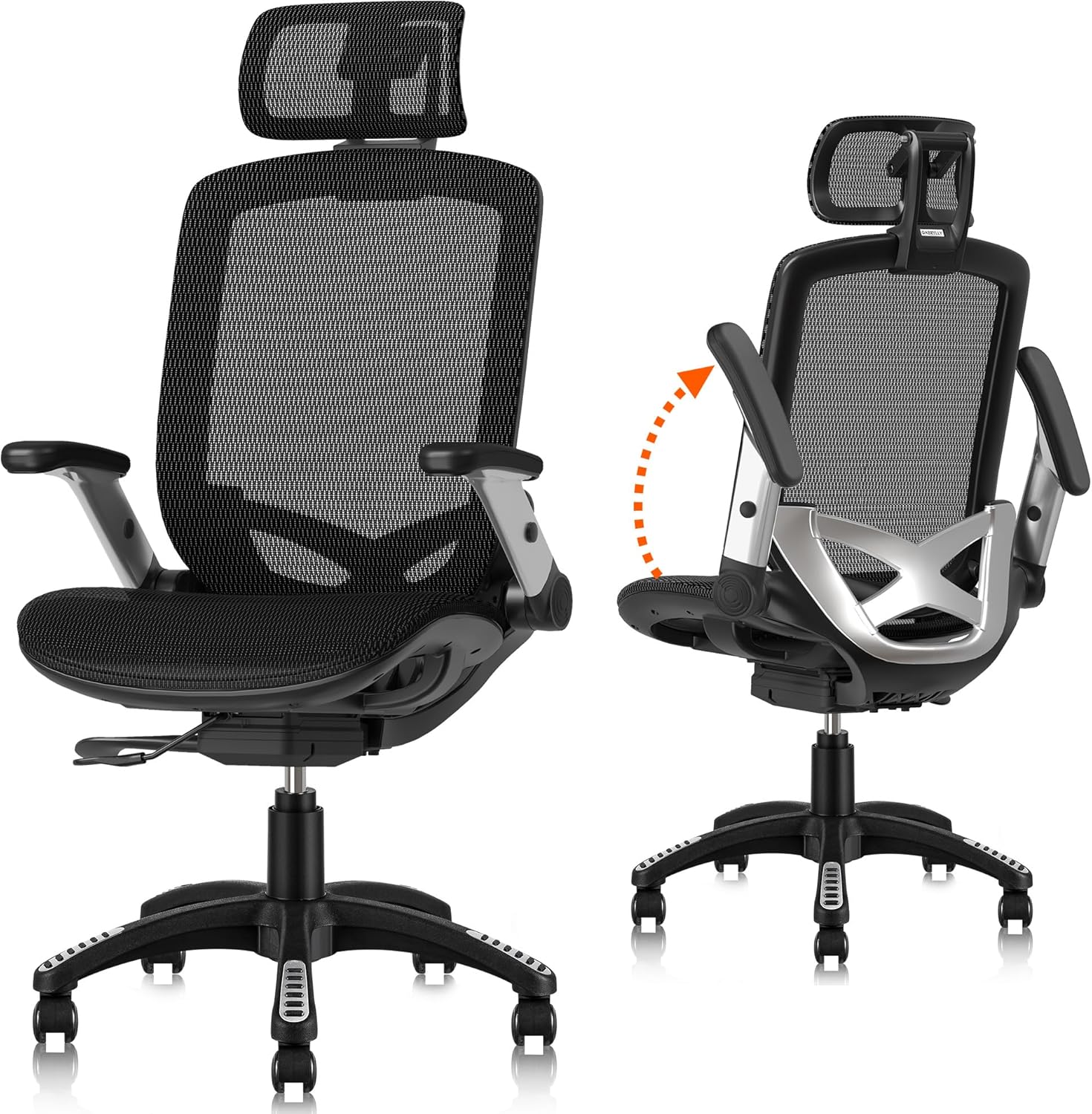 GABRYLLY Ergonomic Office Mesh Chair, High-Back Desk Chair with Sliding Seat, Ad...