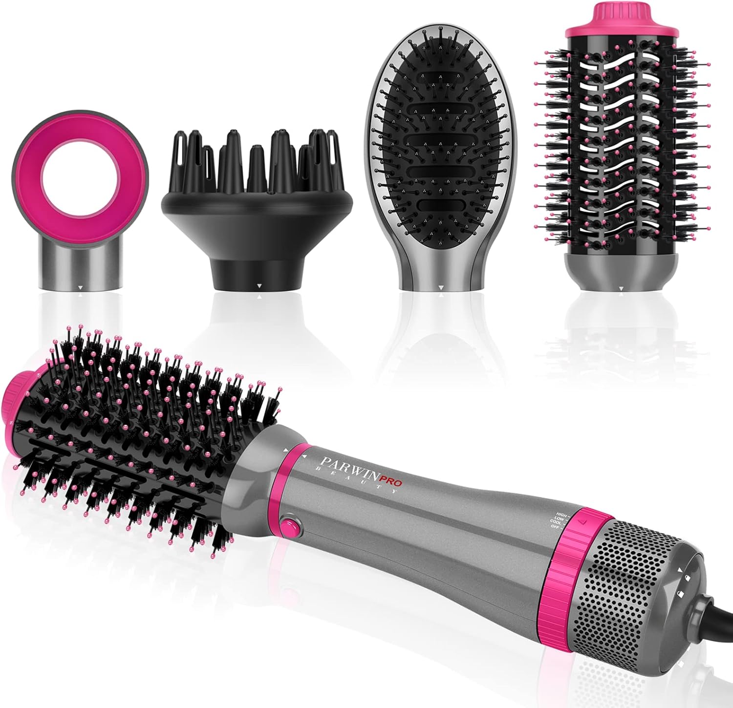 4 in 1 Hair Dryer Brush Set, PARWIN PRO BEAUTY Hot Air Styler with 4 Attachments...