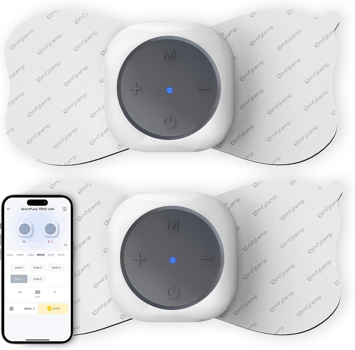 Comfytemp Wireless Dual Channel TENS Machine for Pain Relief, Smart TENS Units w...