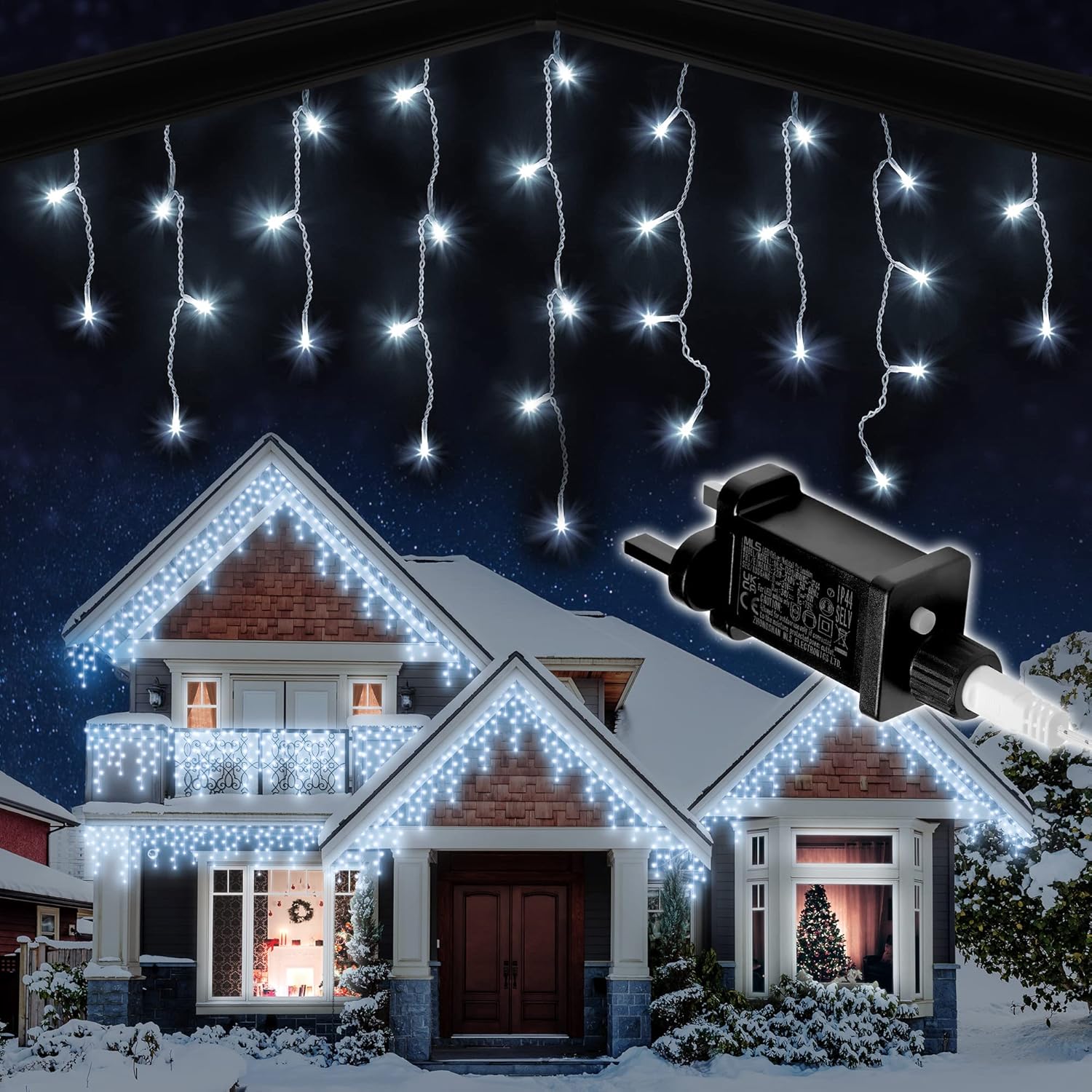Icicle Lights Outdoor Christmas 1000 LED 30m Lit Length, Cool White LED Icicle F...