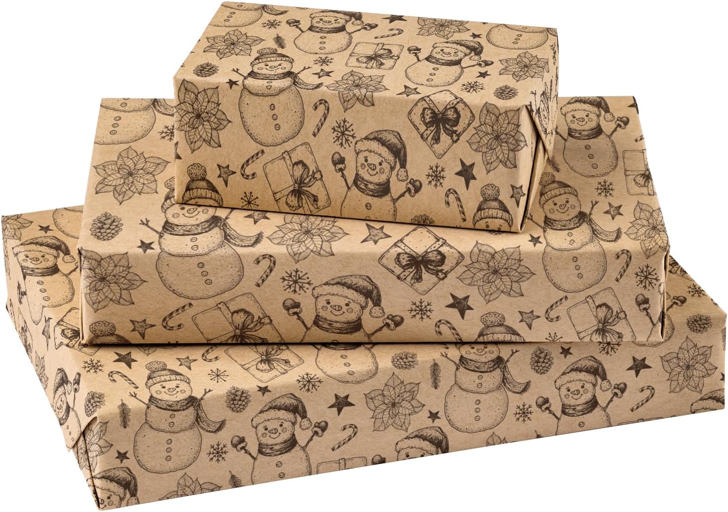 RUSPEPA Kraft Christmas Wrapping Paper Roll - 43.2cm x 10m - Mini Roll - Black S...