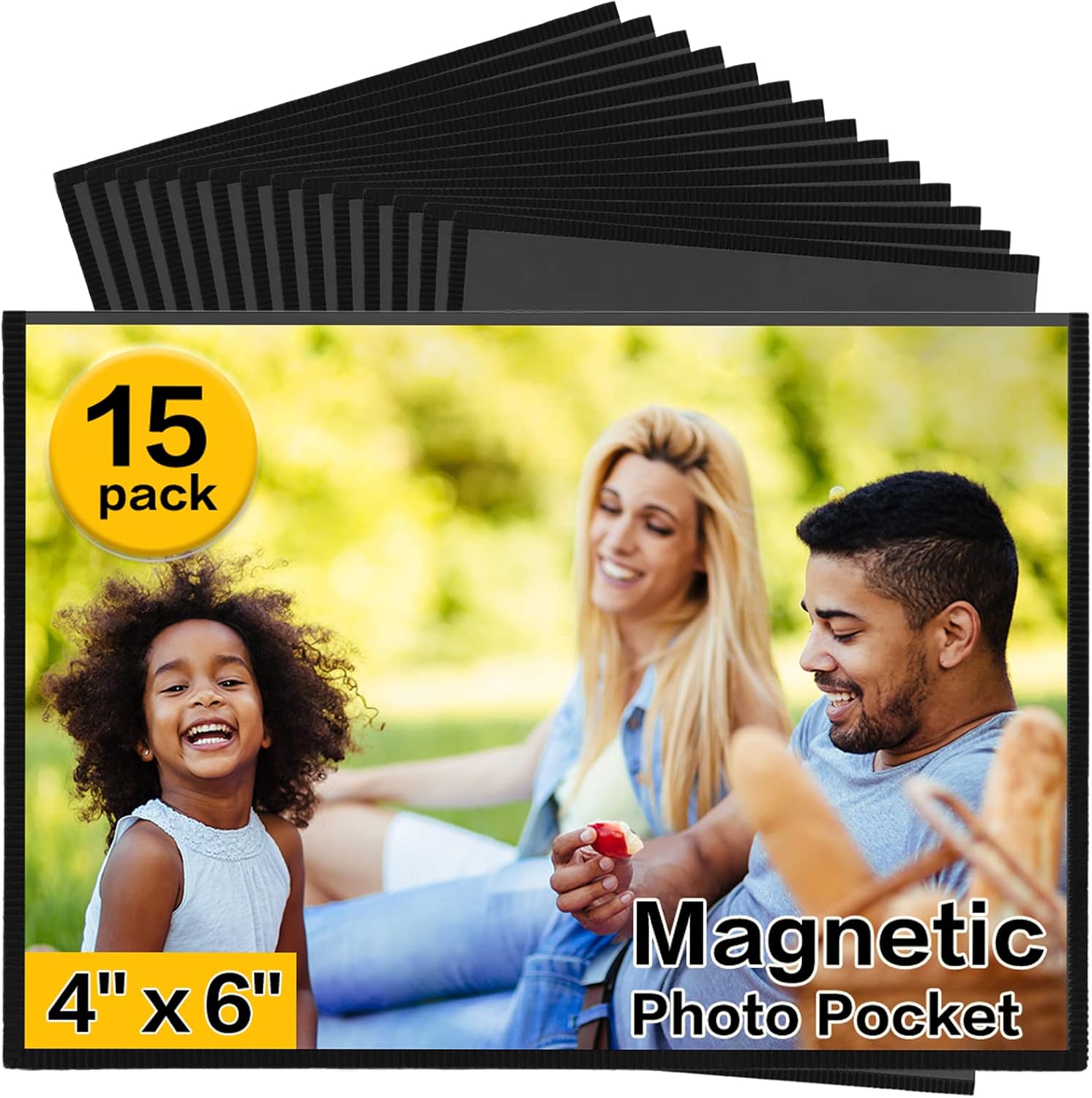 YixangDD Magnetic Picture Frames 15 Packs-Fridge Magnetic Photo Frames-Holds 4 x...