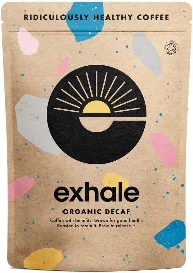 EXHALE Organic Chemical-Free Wholebean Decaf Coffee 450g - NEW LARGE 450G PACK -...