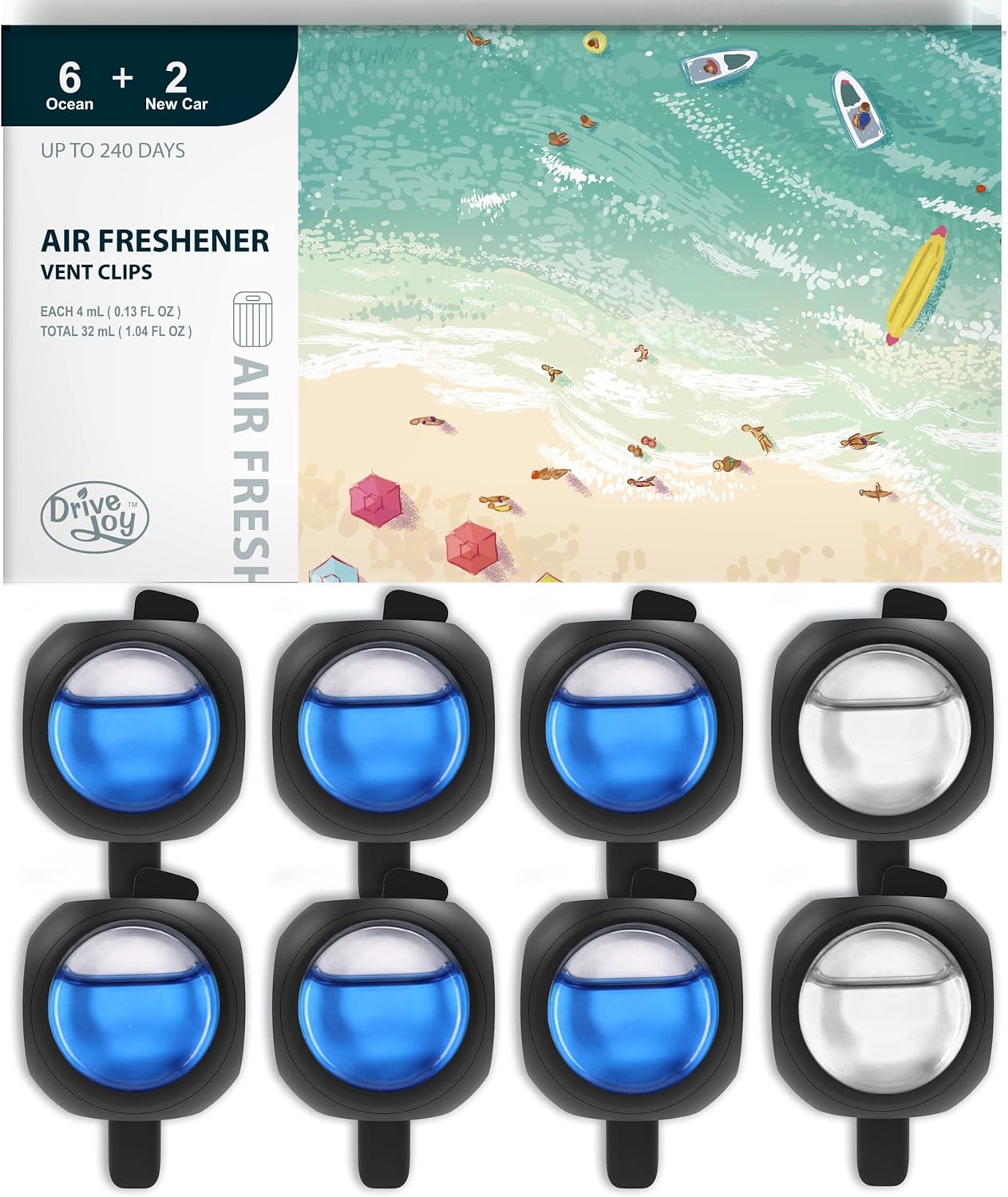 Car Air Freshener Vent Clips, 8 PK, 6 Ocean, 2 New Car Scent, Car Fresheners for...