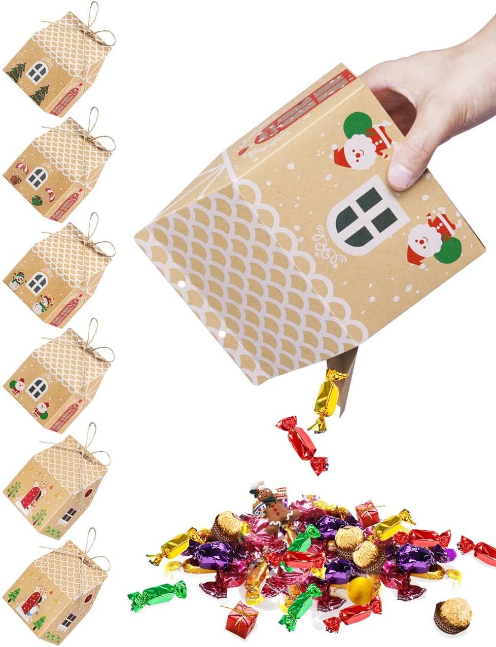 Wohohoho 18Pcs 6 Patterns Upgrade Larger Christmas Party Boxes (12 x 8 x 16 cm),...