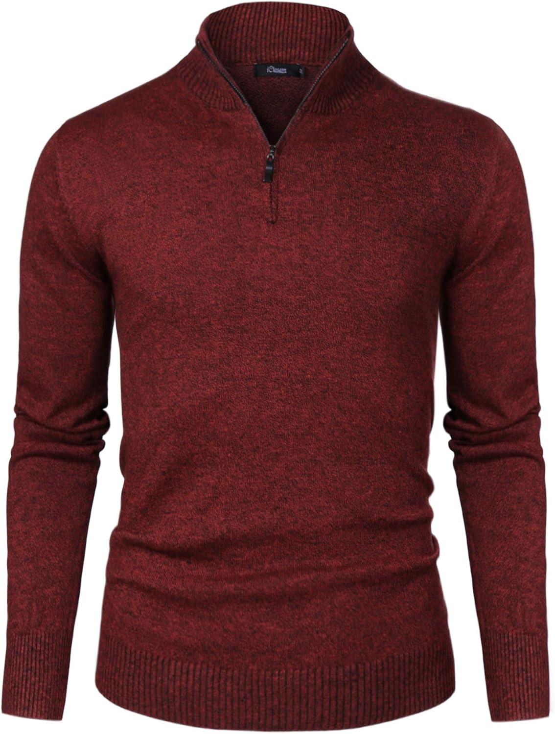 iClosam Men's Quarter Zip Knitted Pullover Regular Fit with Stand-Up Collar M Re...