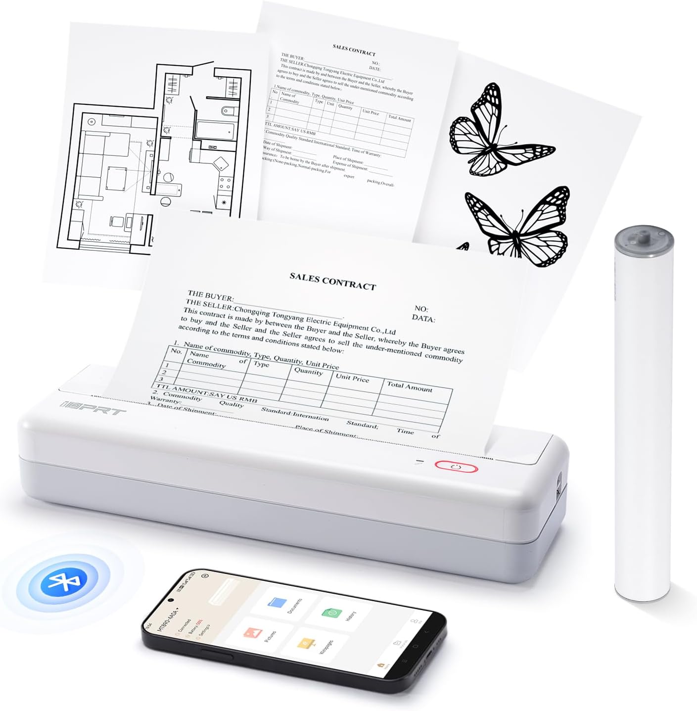 iDPRT MT890 Portable Wireless Printer - Bluetooth Inkless Printer for Travel, Th...