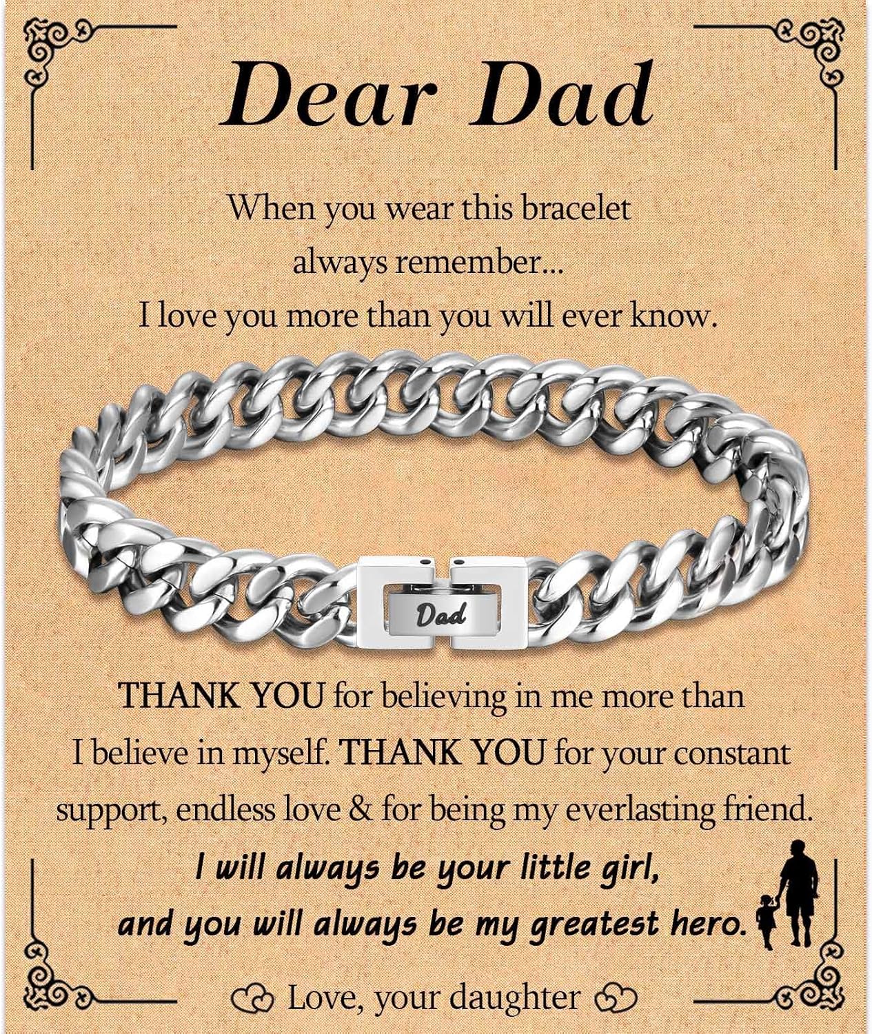 TEVOP Engraved Bracelet Gifts for Men Boys, Dad Uncle Grandad Son Grandson Broth...