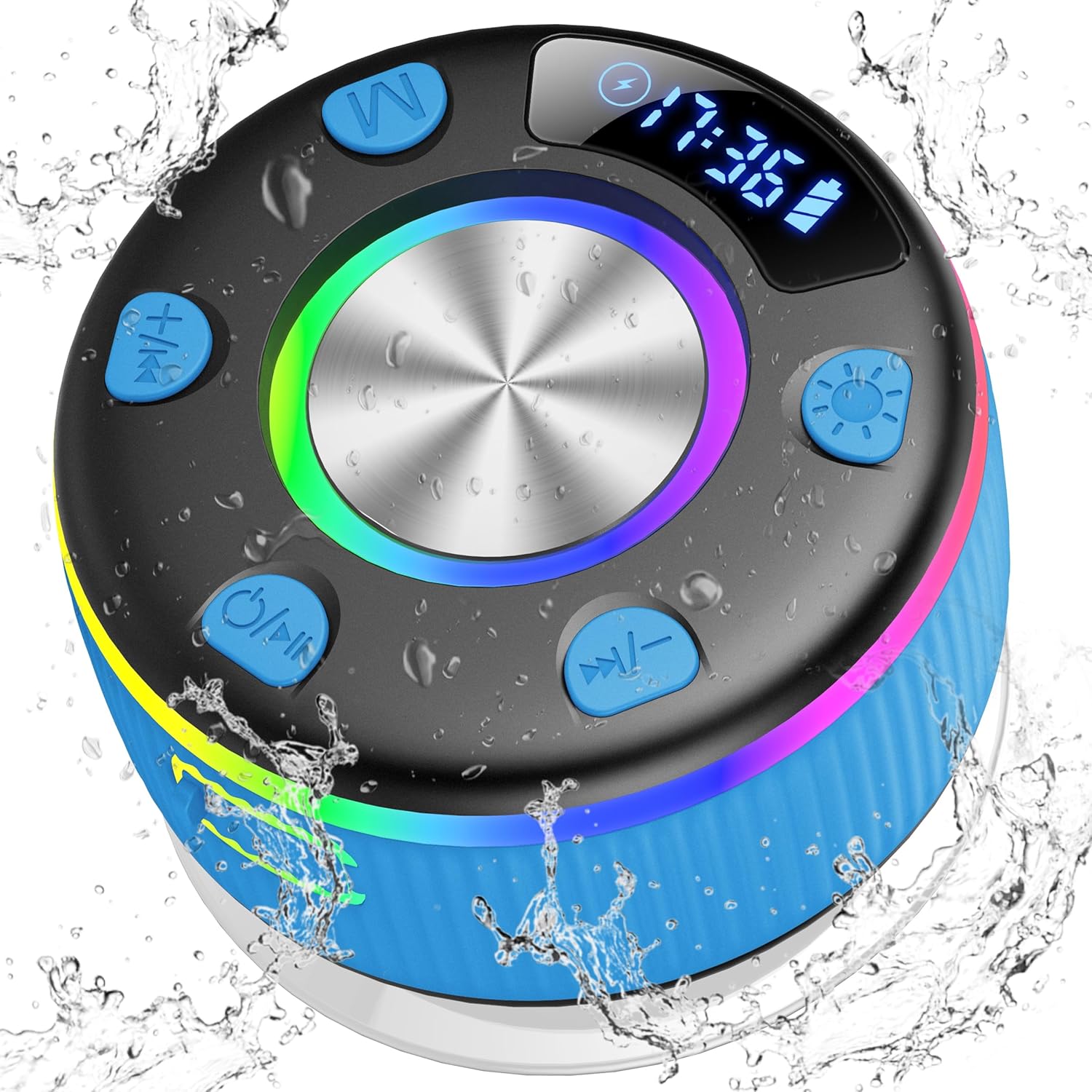 Bluetooth Shower Speaker, Portable Bluetooth Speaker Wireless with Time Display,...