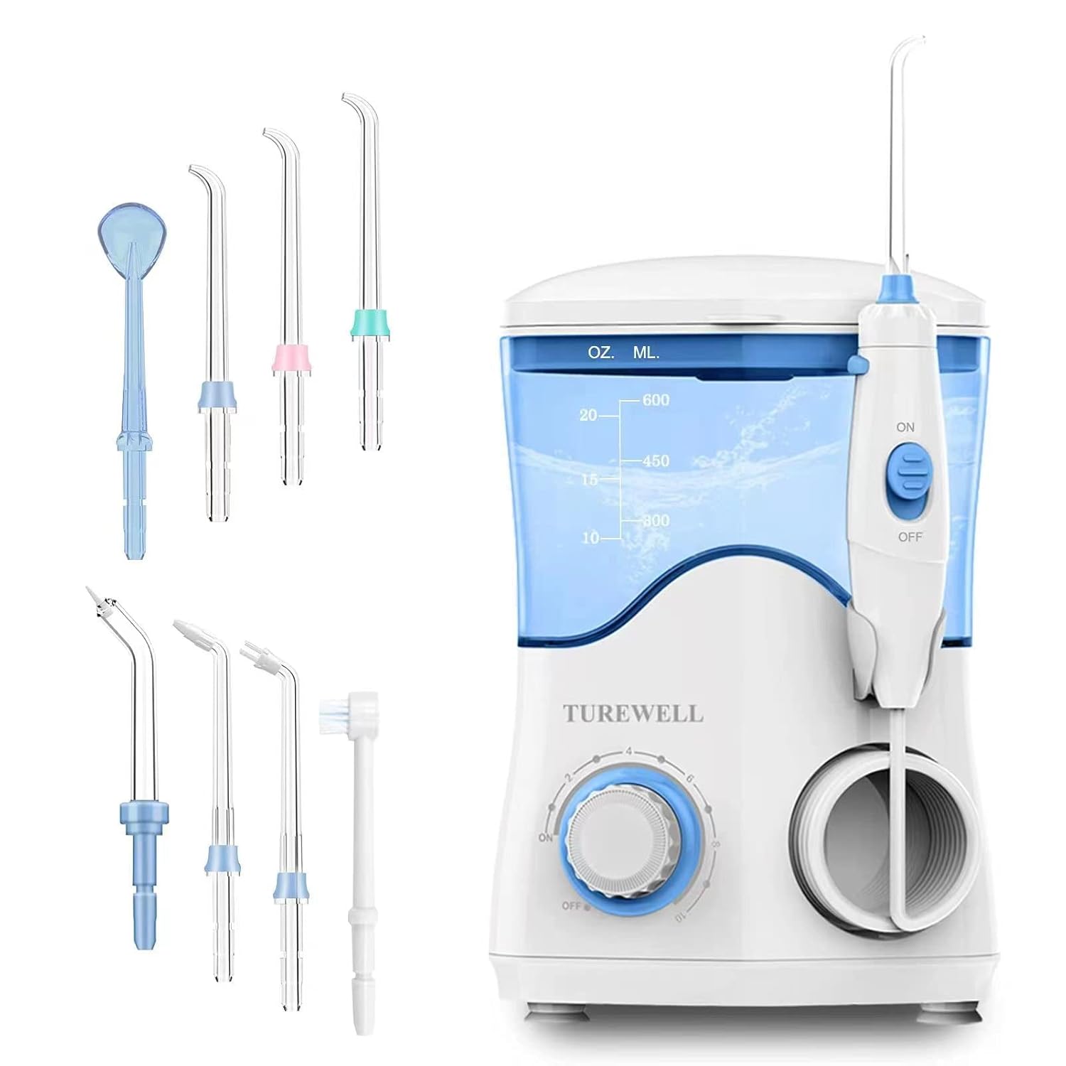TUREWELL FC162 Water Dental Flosser for Teeth/Braces,10 Pressure Levels, 8 Water...