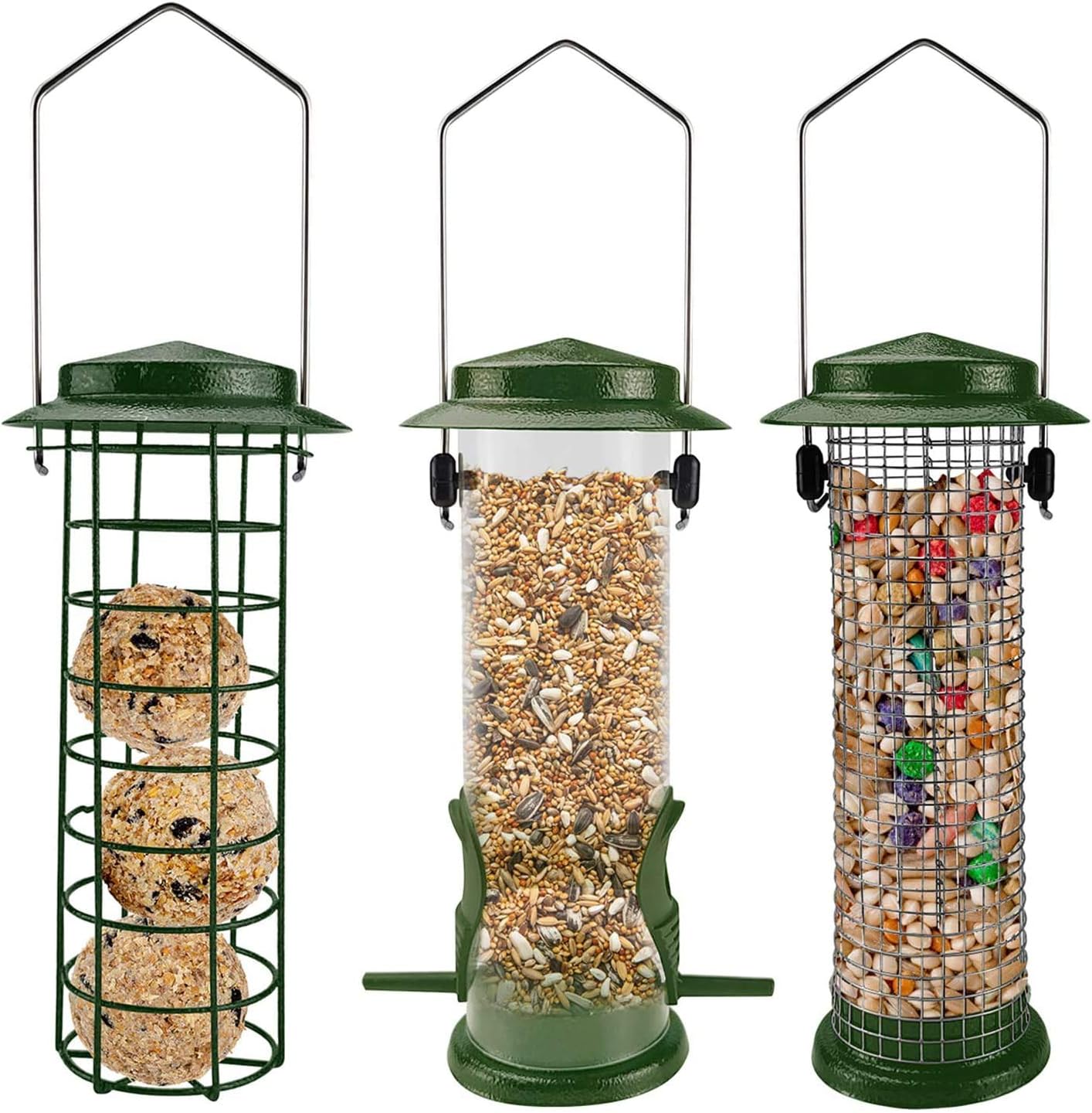 Urban Deco Metal Bird Feeders Hanging Station Fat Ball Bird Feeder Mesh Squirrel...