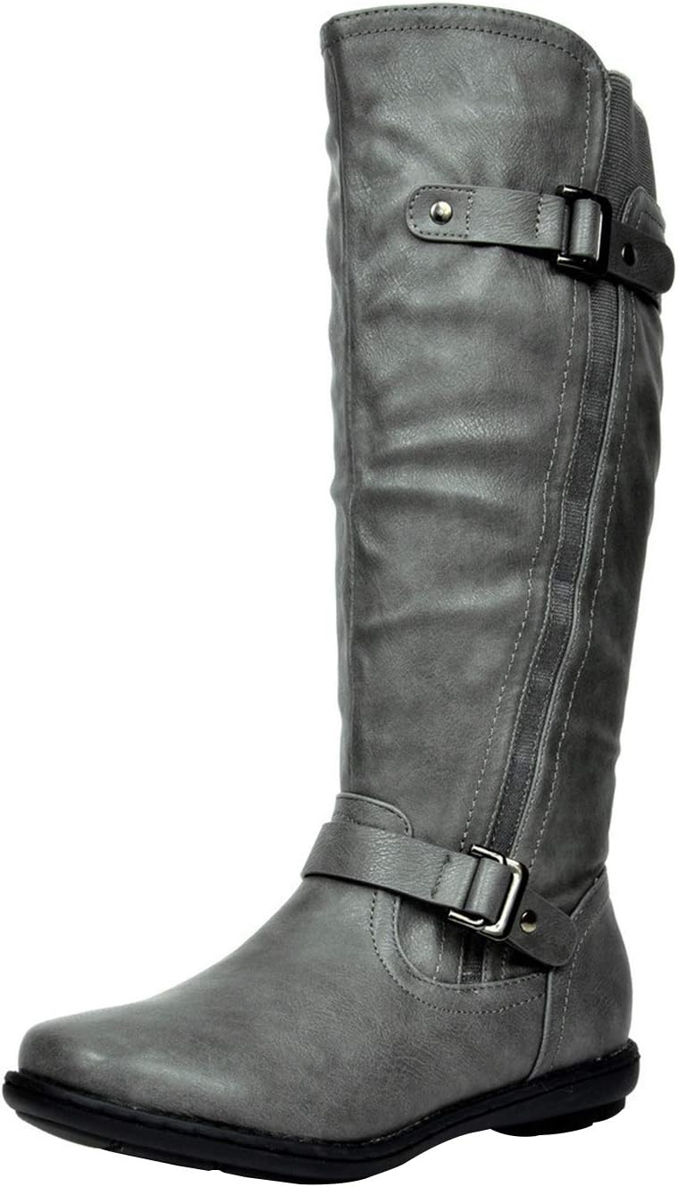 DREAM PAIRS Women's Trace Faux Fur-Lined Knee High Winter Boots 7 UK Grey