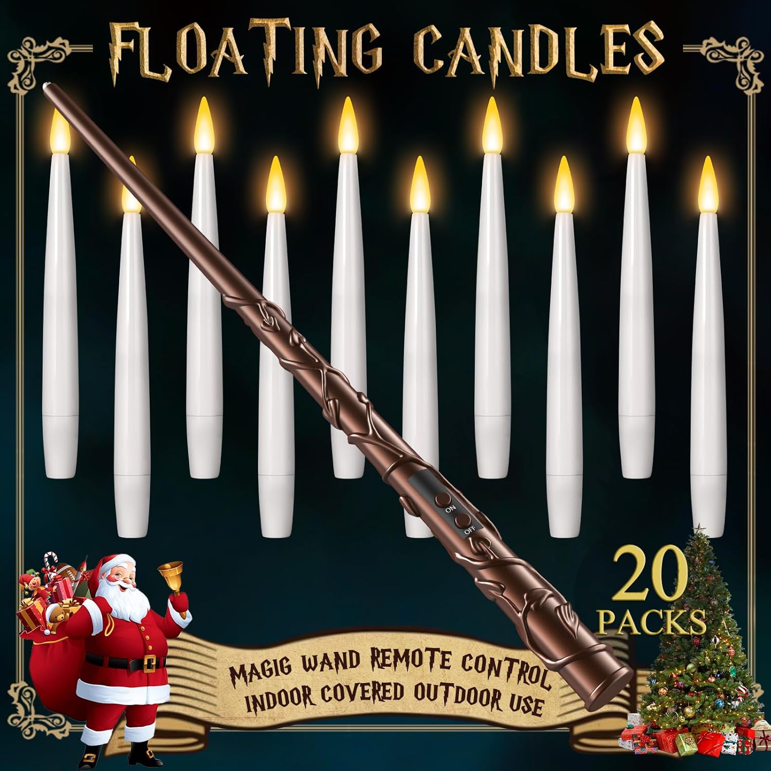 Floating Candles with Wand 20PCs - Christmas Decorations, Magic Hanging Candles...