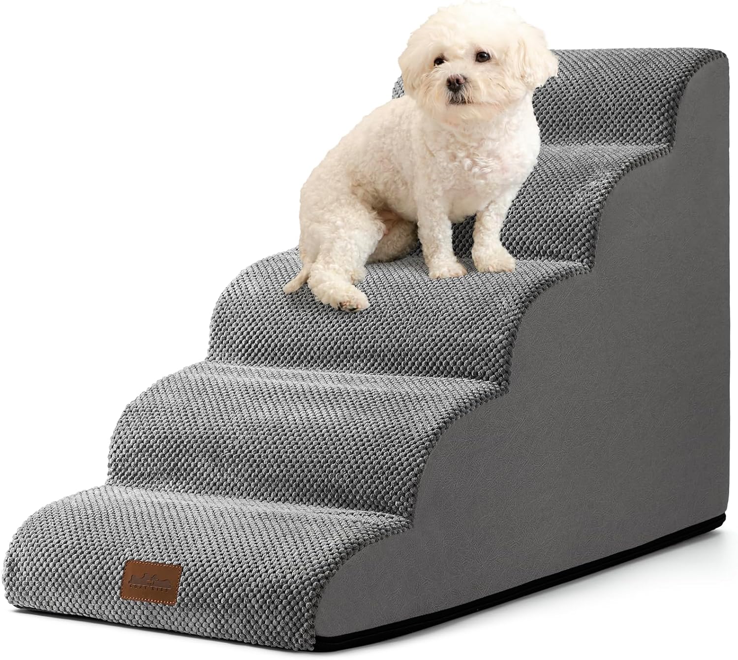 Dog Stairs for High Bed 22.6" H, Small Pet Steps with Leakproof Cover, High Dens...