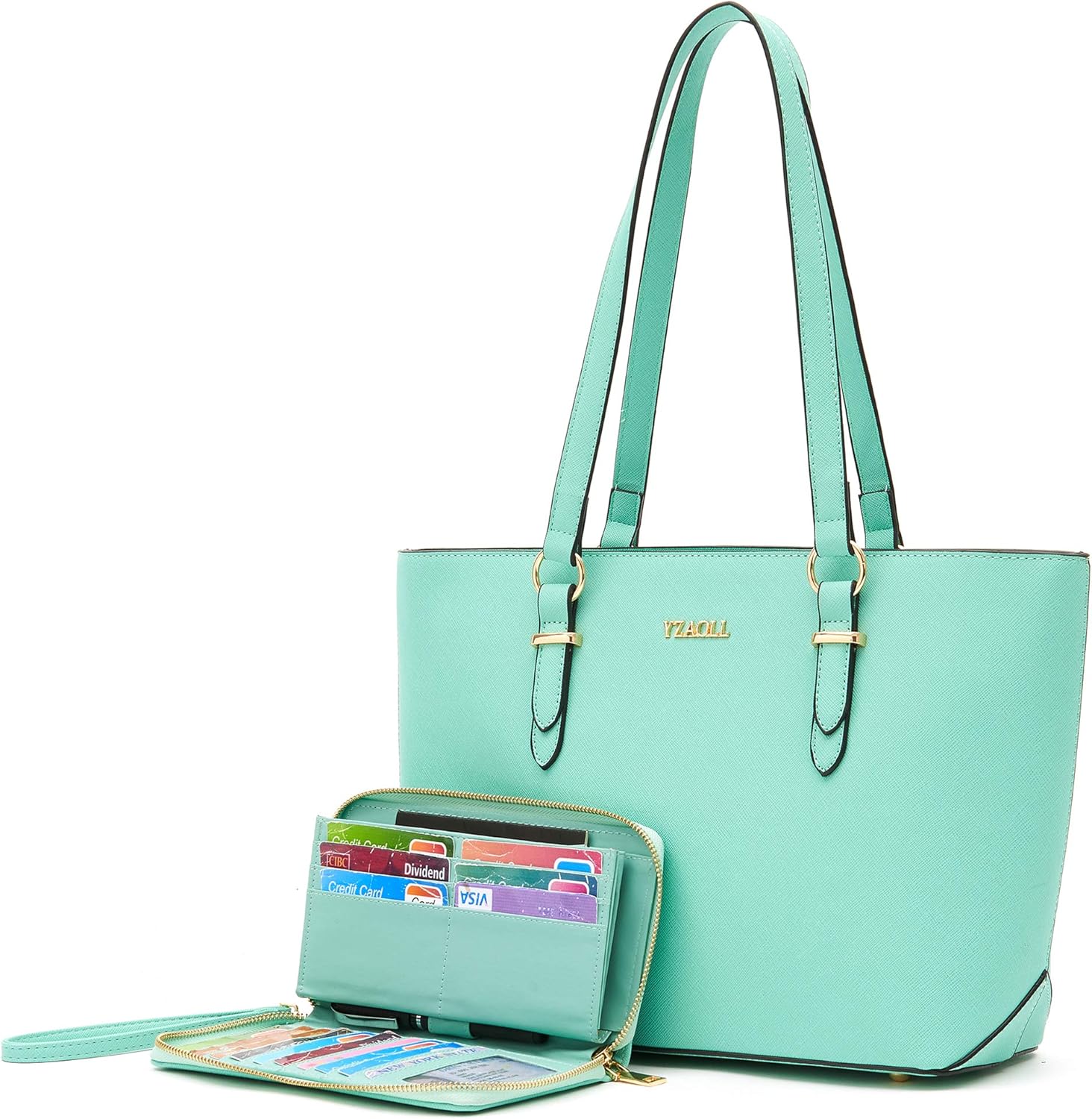 YZAOLL Purses for Women PU Leather Medium Tote Satchel Handbags with Matching Wr...