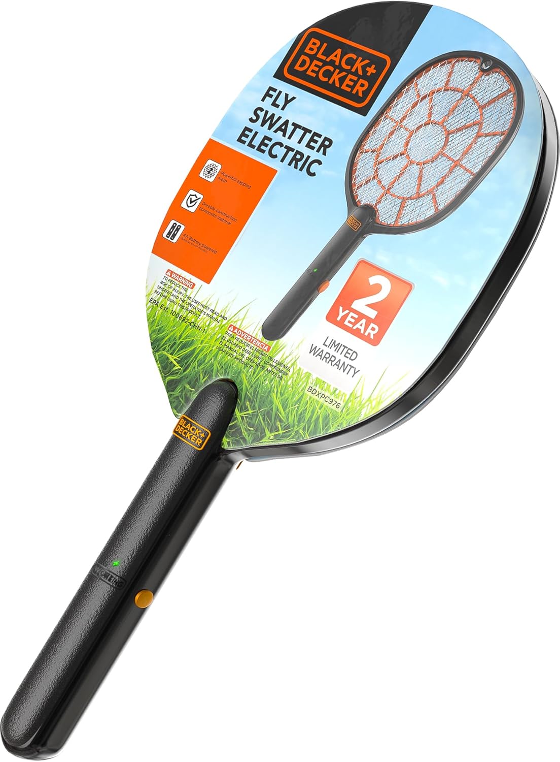 Bug Zapper Racket – Electric Fly Swatter for Gnats, Mosquitoes, & More – Harmles...