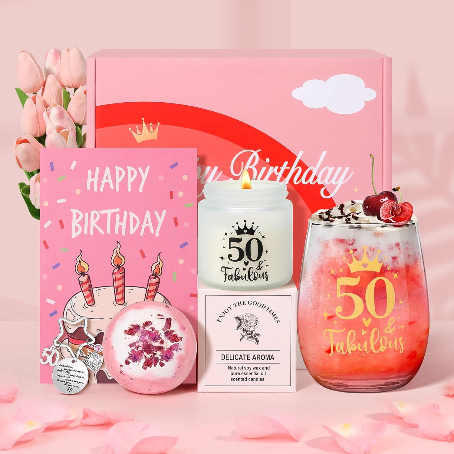 Tecanne 50th Birthday Gifts for Women, Birthday Pamper Gifts for Her, Personalis...