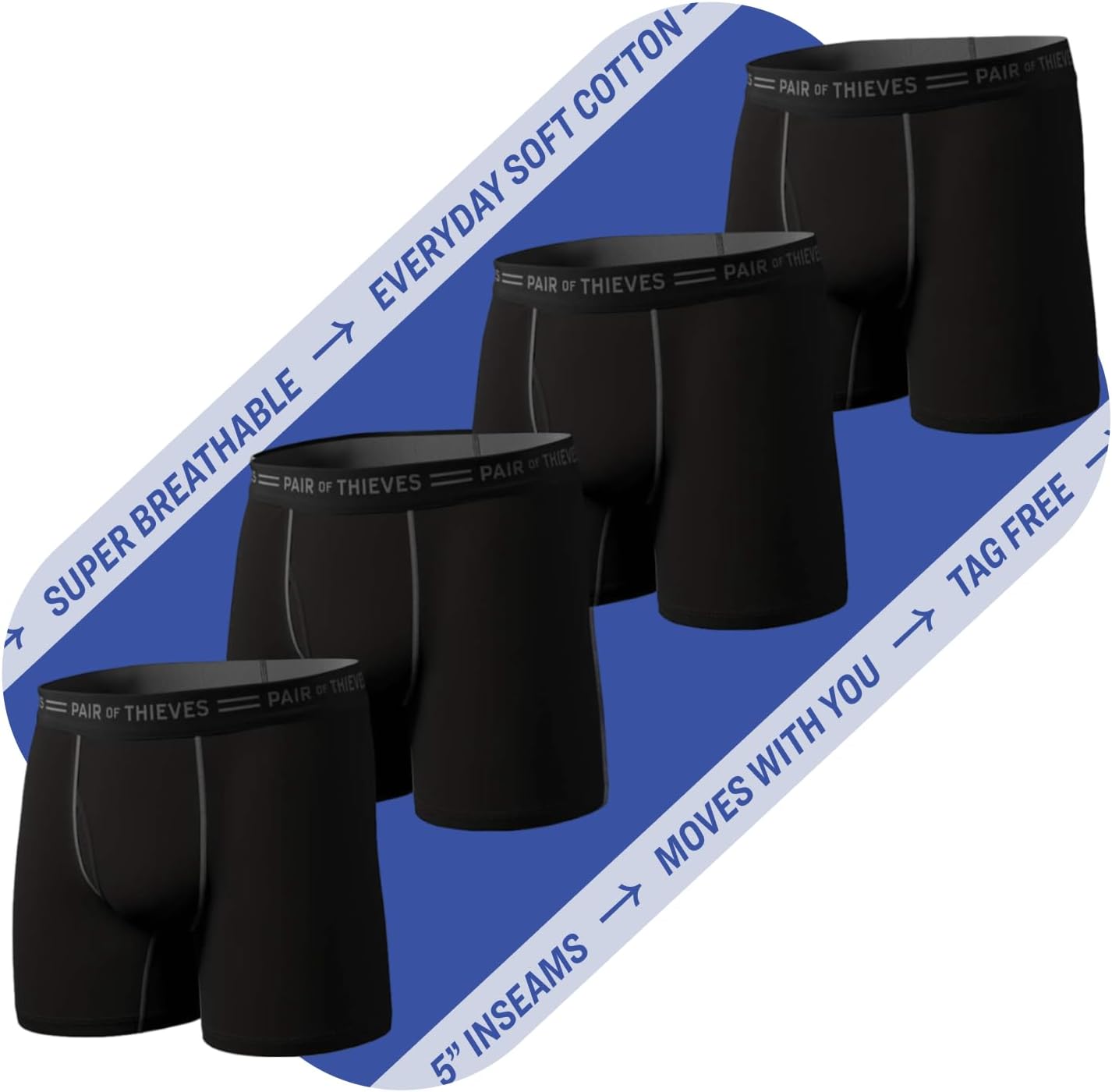 Pair of Thieves Men’s Boxer Briefs - Soft, Breathable Cotton Underwear - 4-Way S...