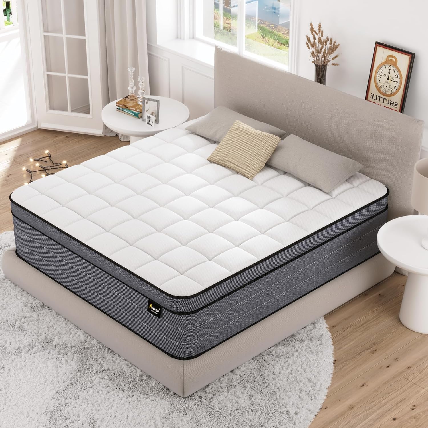 Queen Mattress, 12 Inch Hybrid Mattress Queen Size with Gel Memory Foam and Indi...