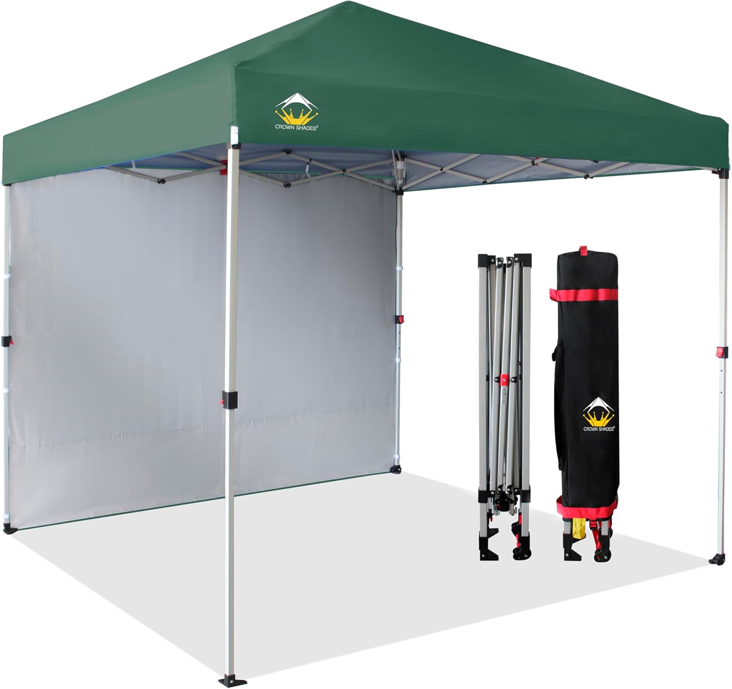 CROWN SHADES 8x8 Pop up Canopy Instant Canopy with 1 Removable Sidewall,4 Ropes...