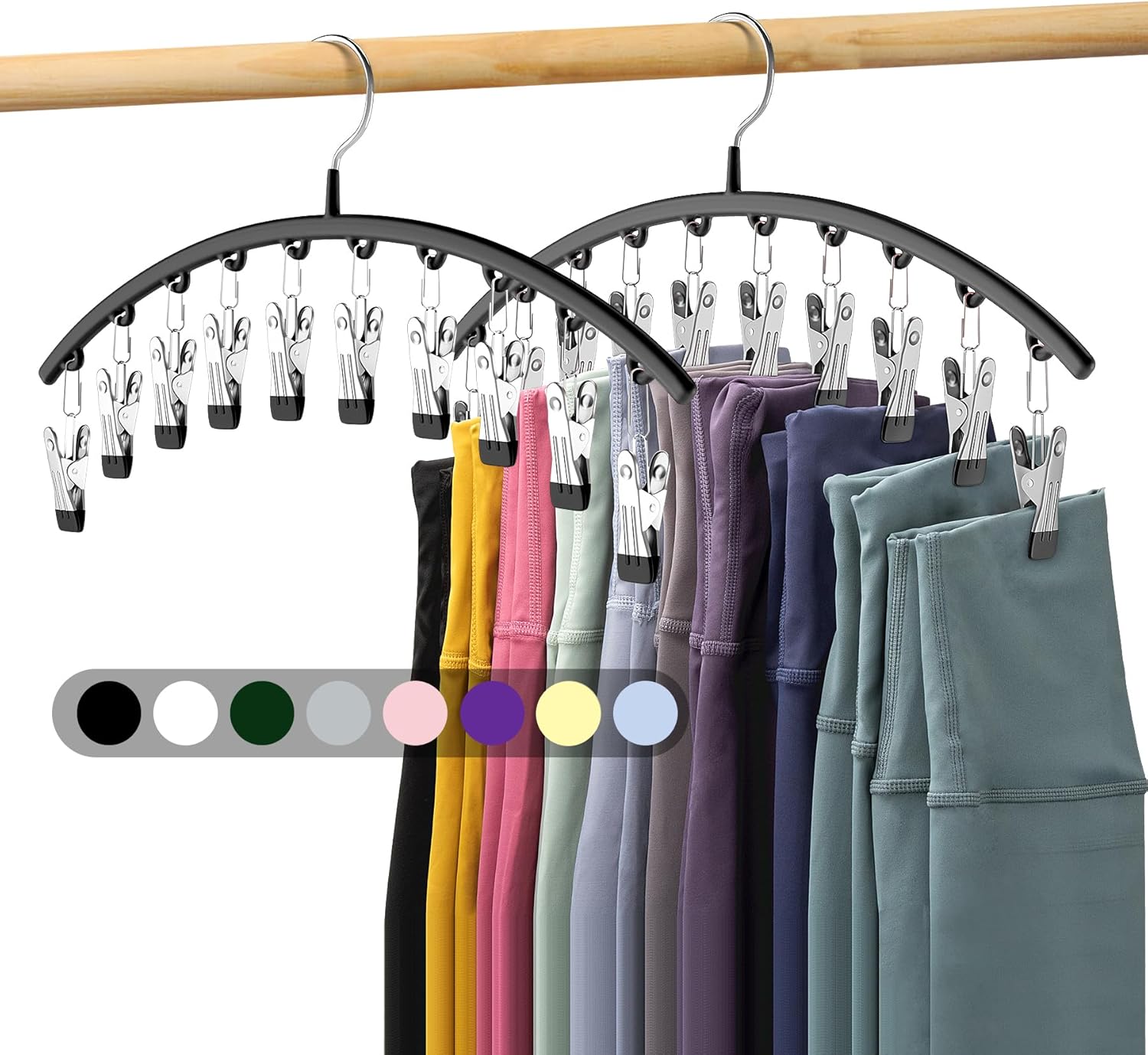 Legging Organizer for Closet, Metal Yoga Pants Hangers 2 Pack w/10 Clips Holds 2...
