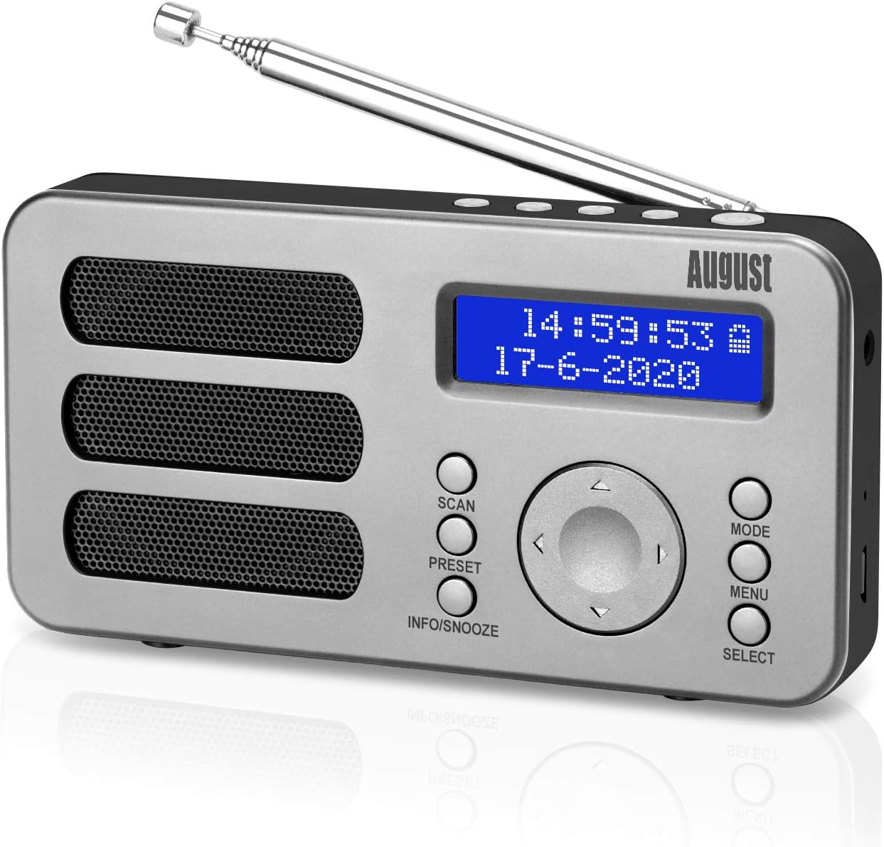 Portable DAB Radio - August MB225 - DAB/DAB +/FM - RDS Function, 40 Presets, Ste...