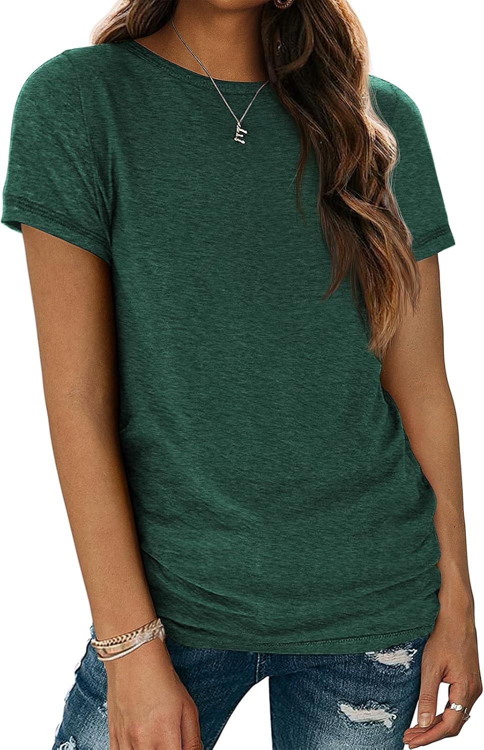 ATHMILE Womens Short Sleeve Round Neck Shirts Summer Top Fashion Basic Tee Large...