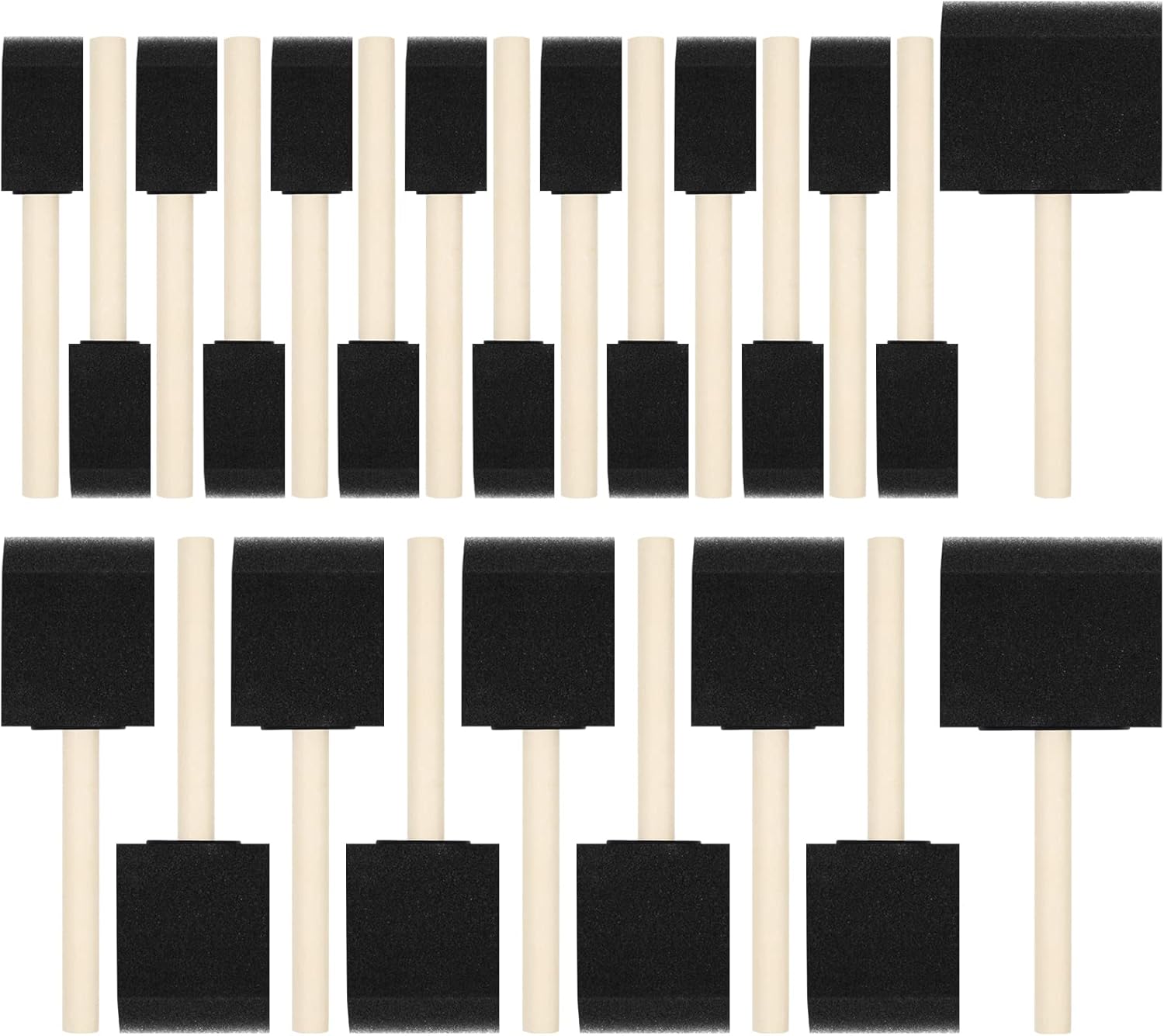 24 Pcs Foam Paint Brushes, Wood Handle Sponge Brushes for Painting, Staining, Va...