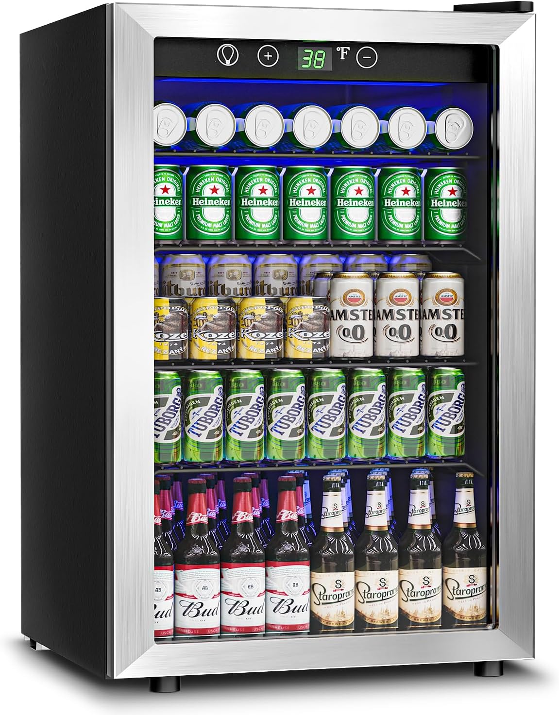 145 Can Beverage Refrigerator Cooler - 4.5 Cu.Ft Mini Fridge Glass Door, Soda Wi...