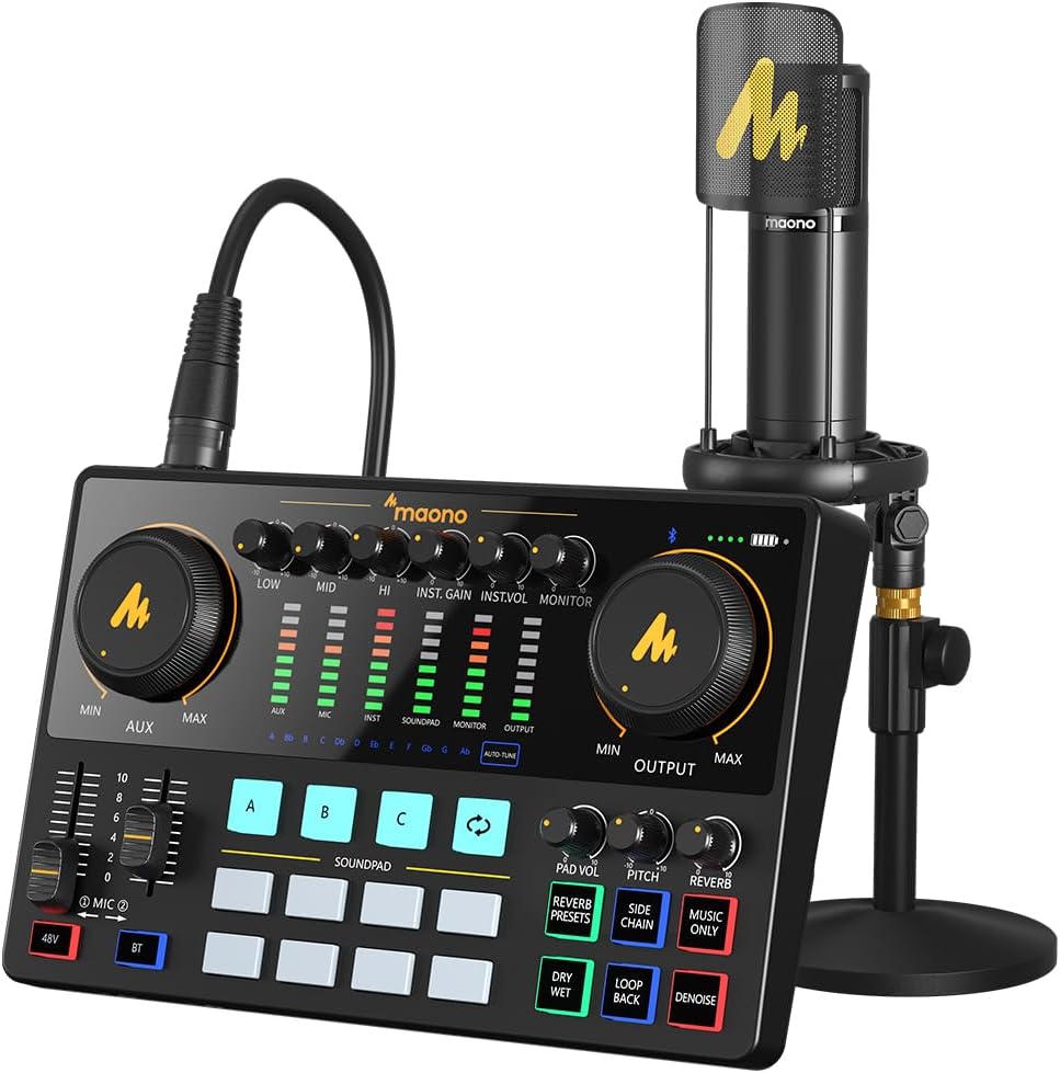 MAONO Podcast Equipment Bundle with Audio Interface and XLR Condenser Microphone...