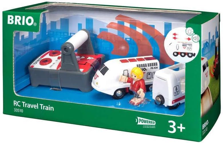 BRIO World Remote Control Travel Train Toy for Kids Age 3 Years Up - Wooden Rail...