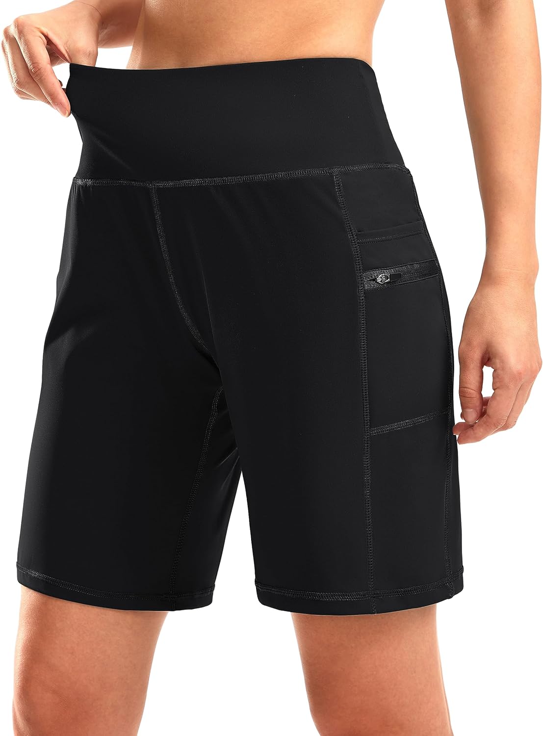 G Gradual Women's High Waisted 9" Bermuda Shorts with Zipper Pockets Athletic Wo...