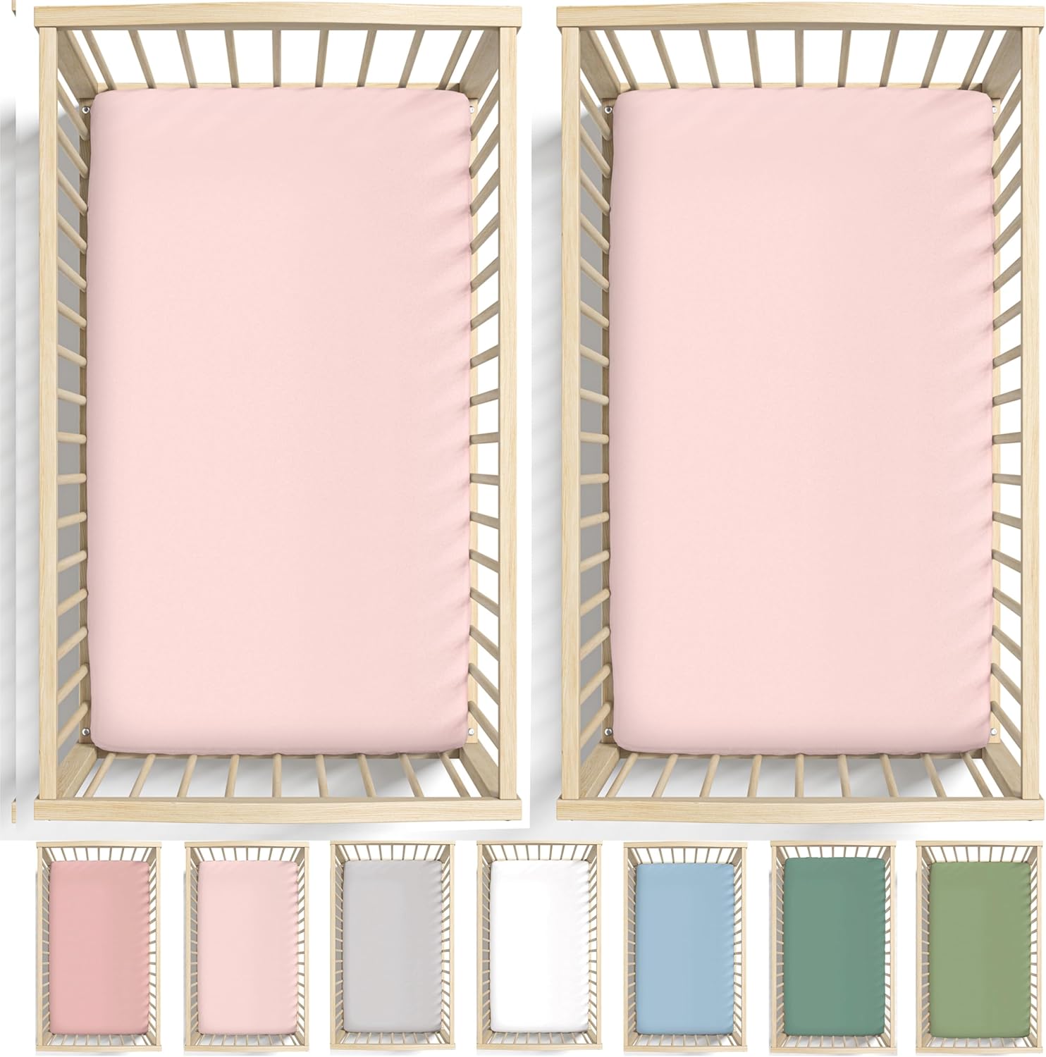 Bunnyjik 2 x GOTS Organic Next To Me Crib Sheets - Double Thickness - Ultra Soft...
