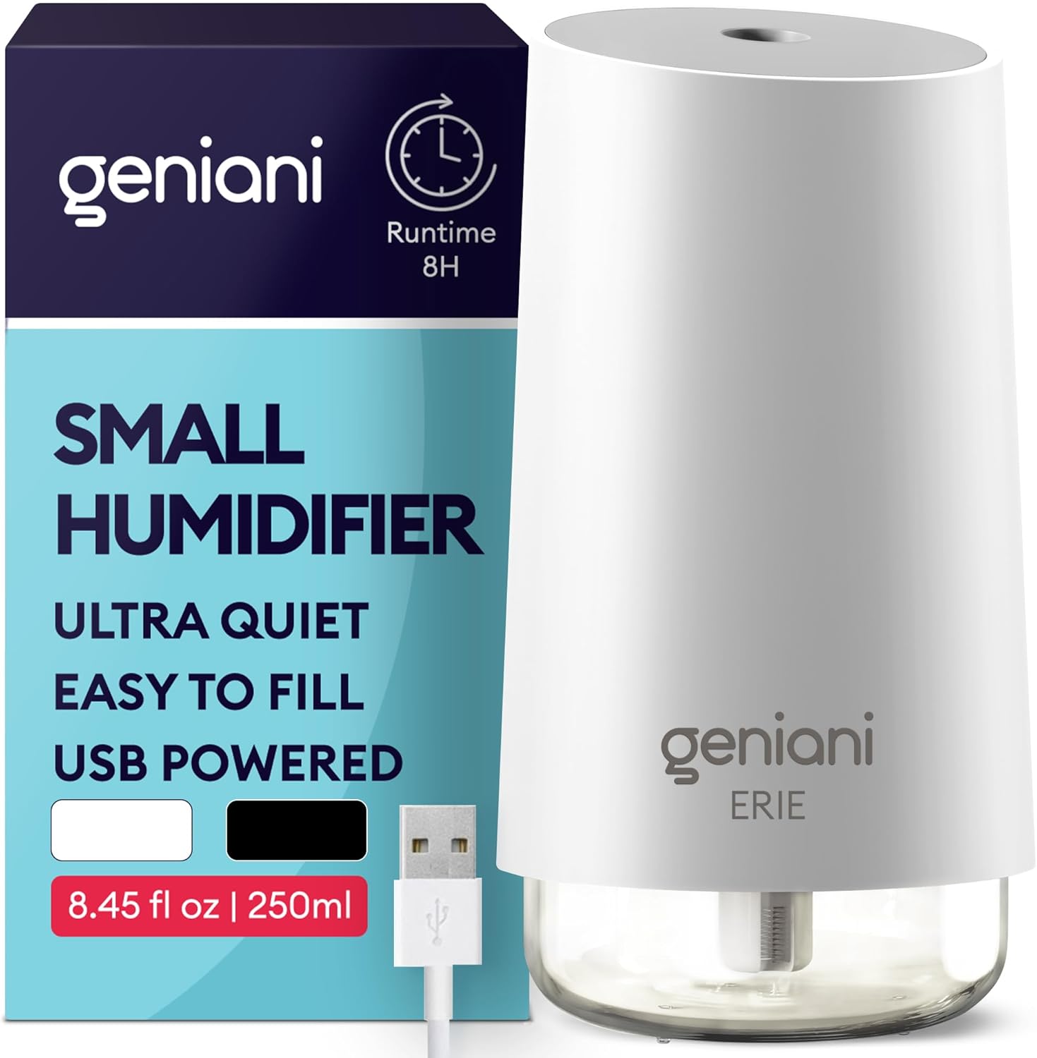 GENIANI Portable Cool Mist Humidifiers for Bedroom & Office - Ultrasonic Humidif...