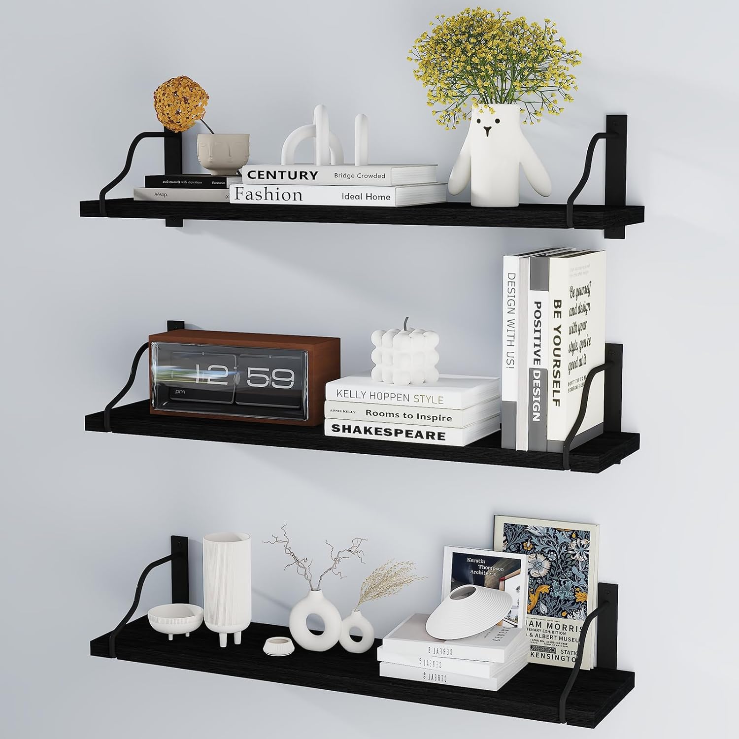 Wall Shelves, Wood Wall Mounted Shelves for Wall Storage, Floating Shelves for W...