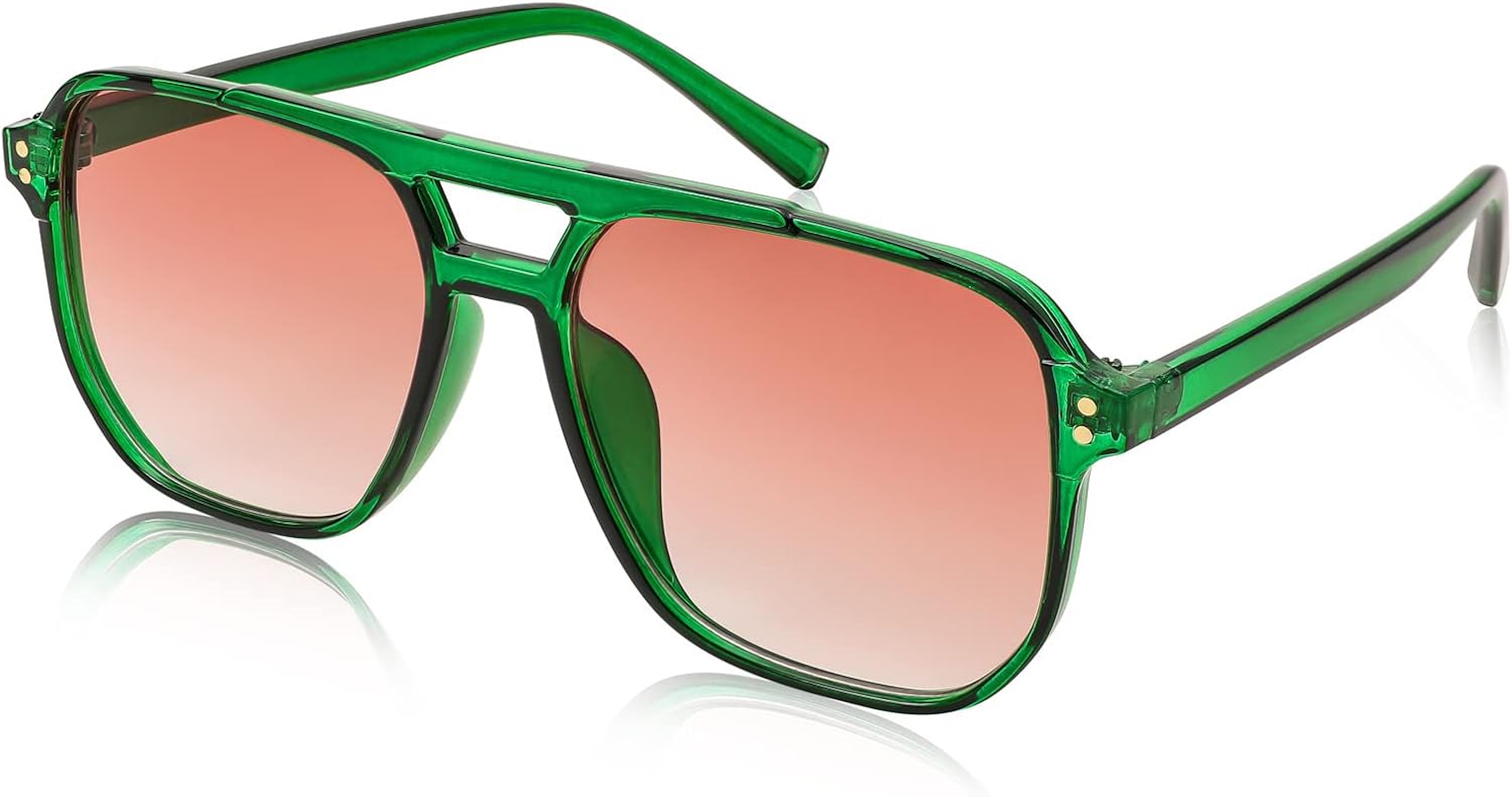 FEISEDY Retro Square Aviator Sunglasses Women Men 70s Vintage Trendy Plastic Fra...