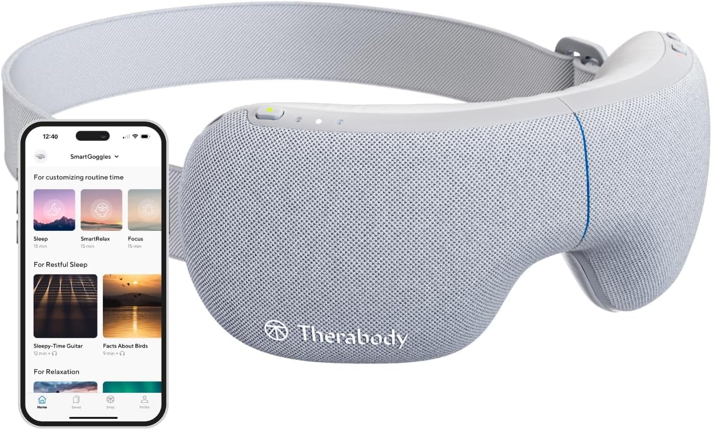 TheraGun SmartGoggles - Bluetooth Heated Facial and Eye Massage Goggles with Sle...
