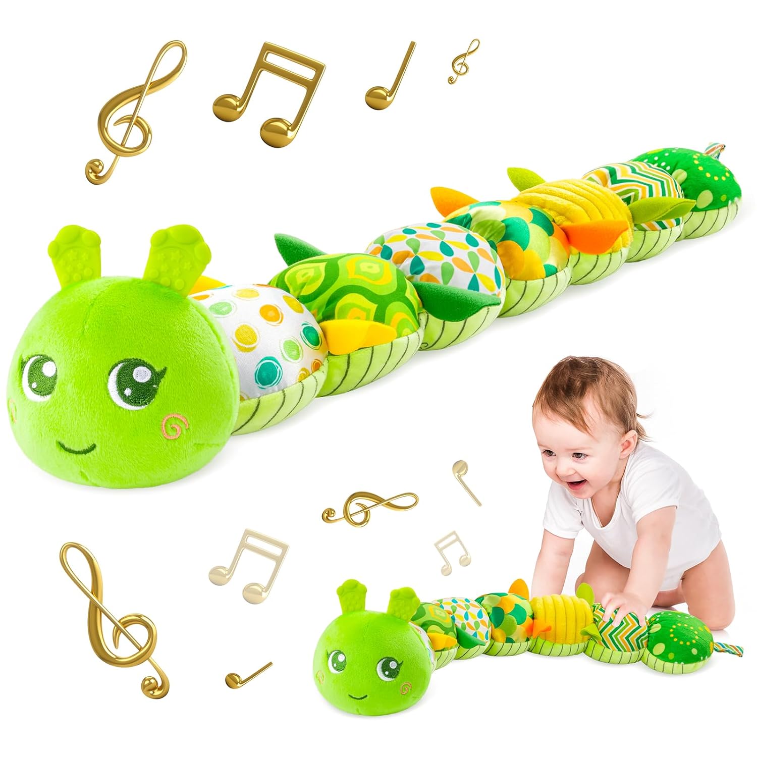 Infant Baby Musical Multi-Sensory Caterpillar, Stuffed Animal Activity Soft Toys...