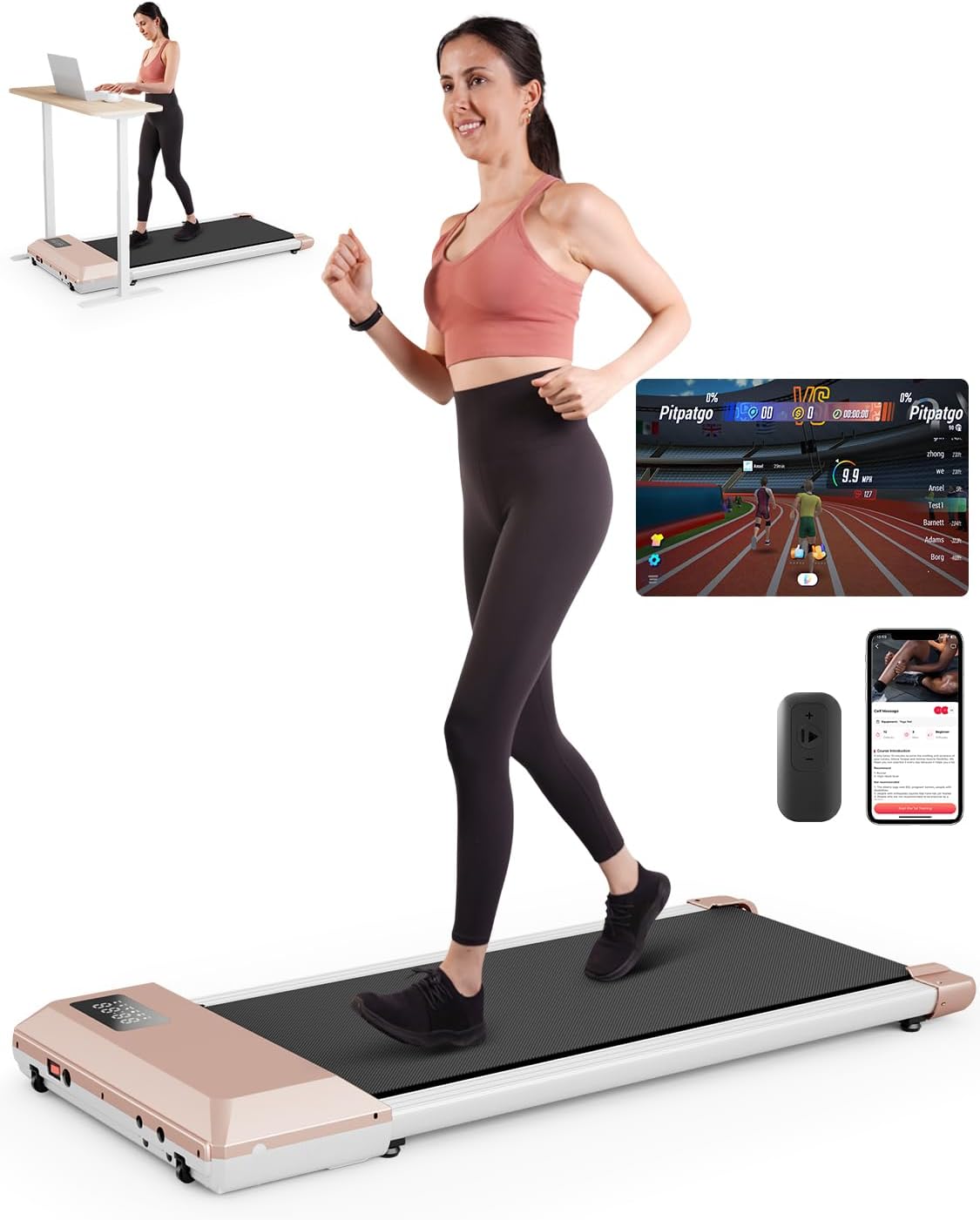 DeerRun Walking Pad Treadmill, Walking Pad Under Desk, Under Desk Treadmills for...