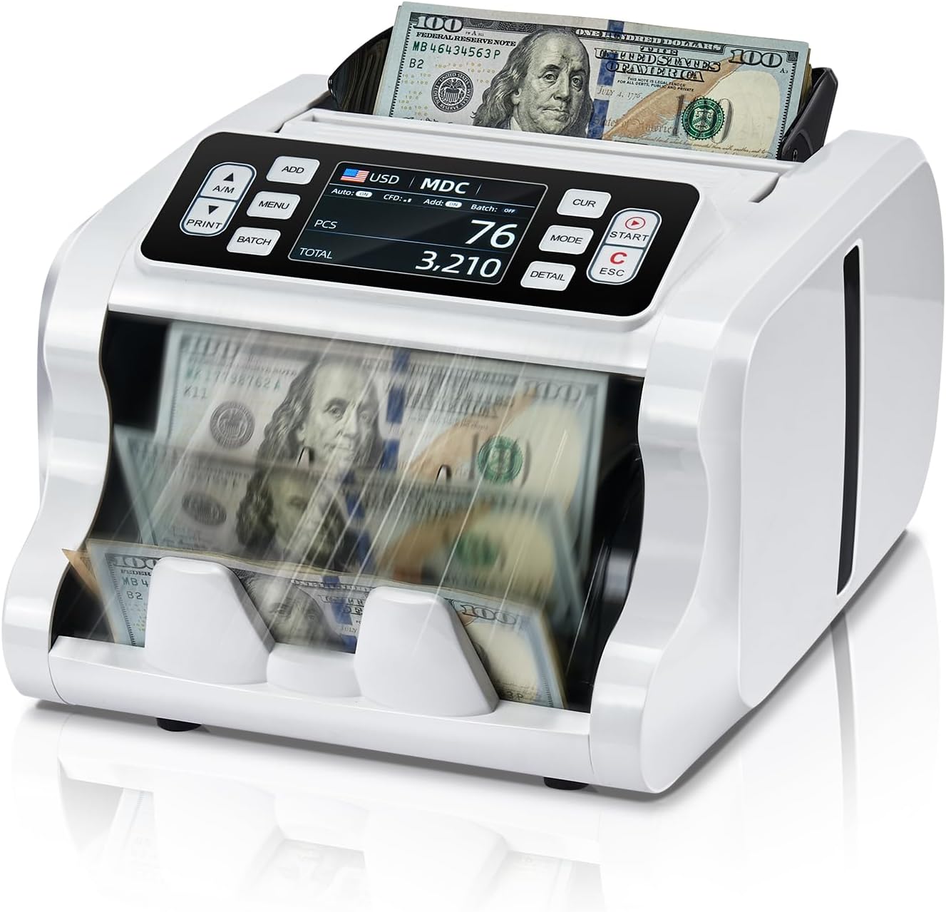 MUNBYN IMC09 Mixed Denomination Money Counter Machine, Value Counting, UV/MG/IR/...