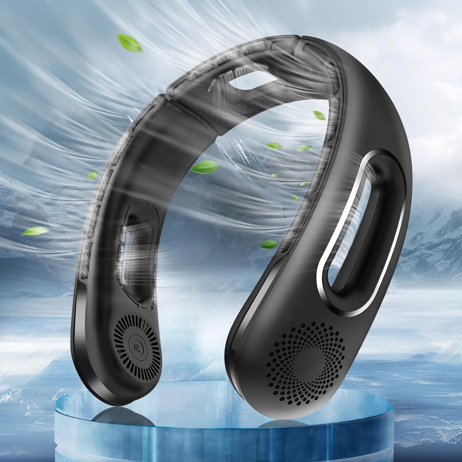 Dnenellr Portable Neck Fan, 360°Cooling Neck Fan USB Rechargeable, 4 Speeds Blad...