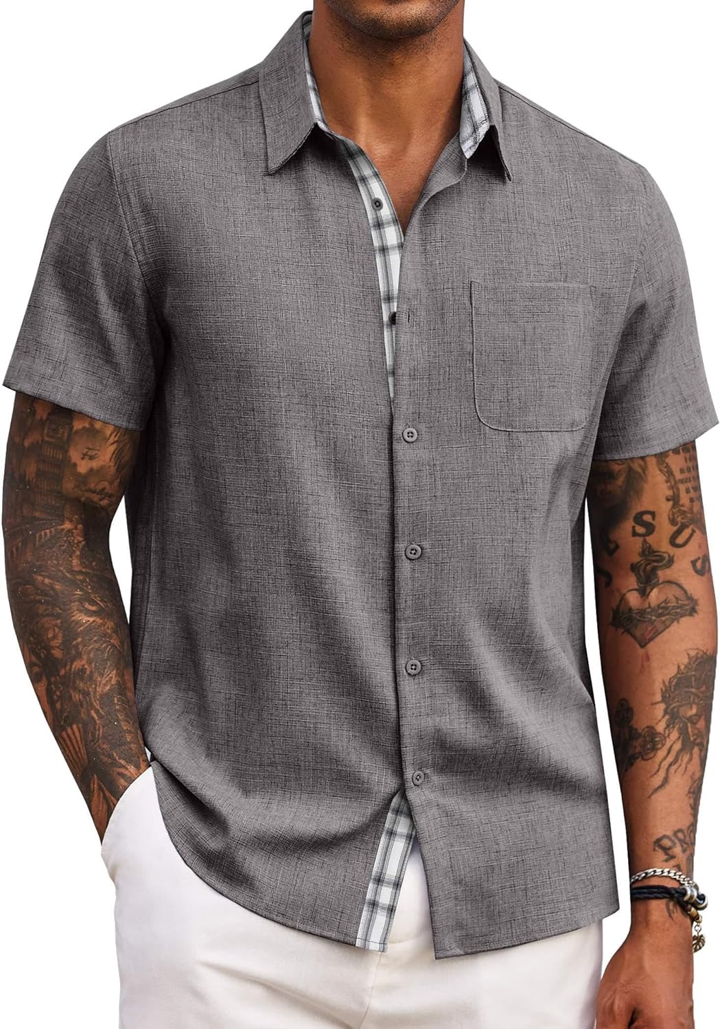 COOFANDY Men's Button Down Shirts Short Sleeve Casual Shirts Summer Beach Shirts...